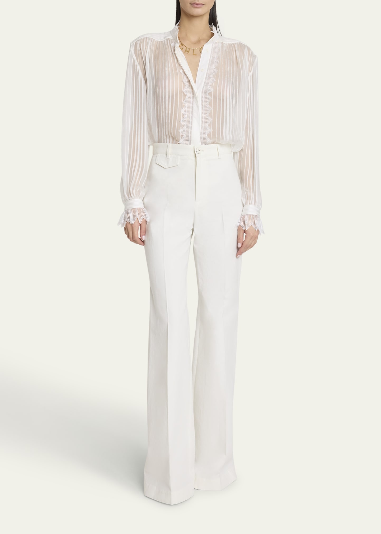 High-Rise Wide-Leg Cotton Pants - 2