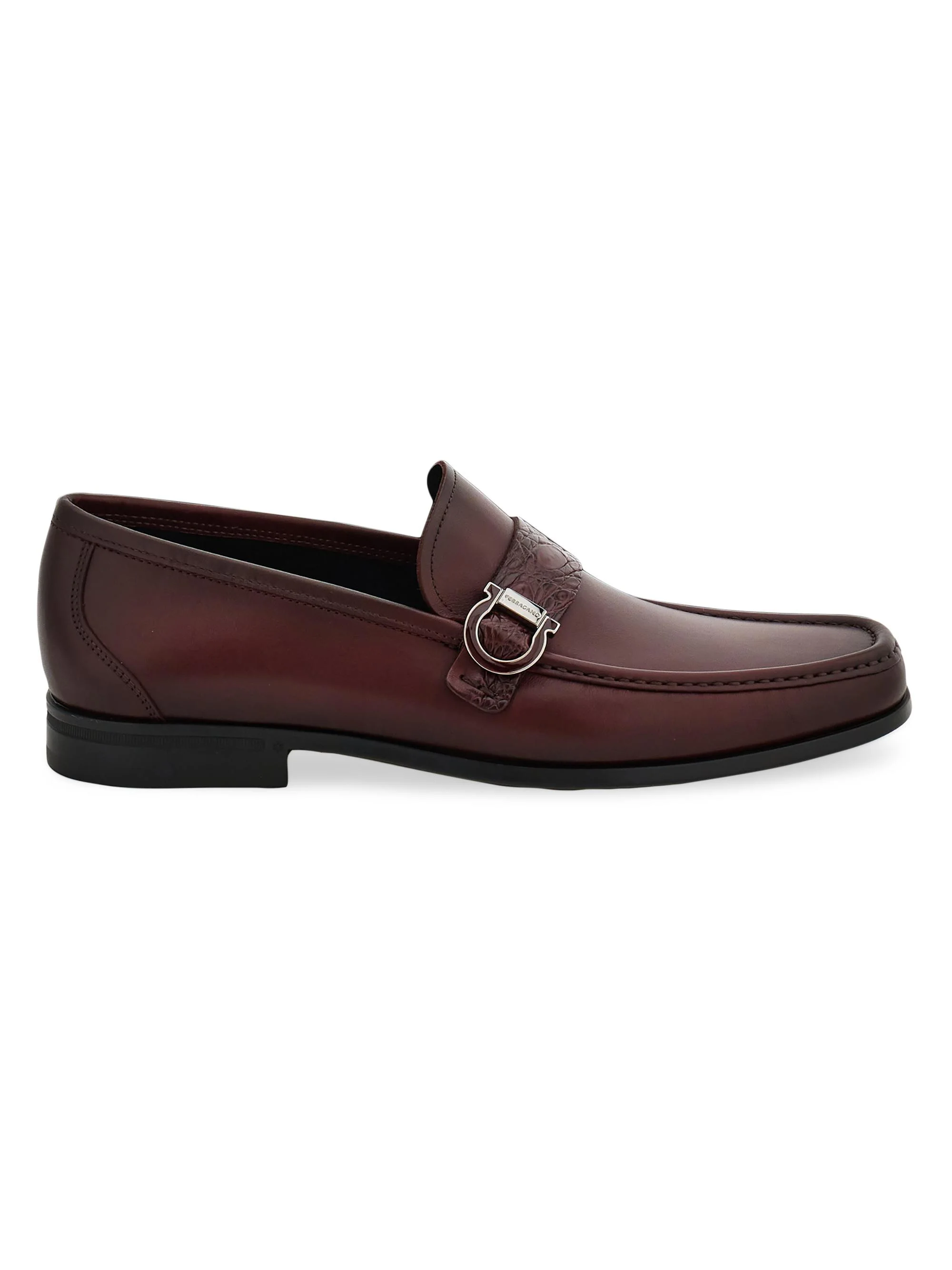 Men's Caspian Gancini Alligator-Strap Leather Loafers - Cordovan - 1