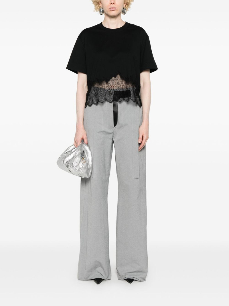 Givenchy lace-panel cropped cotton T-shirt outlook