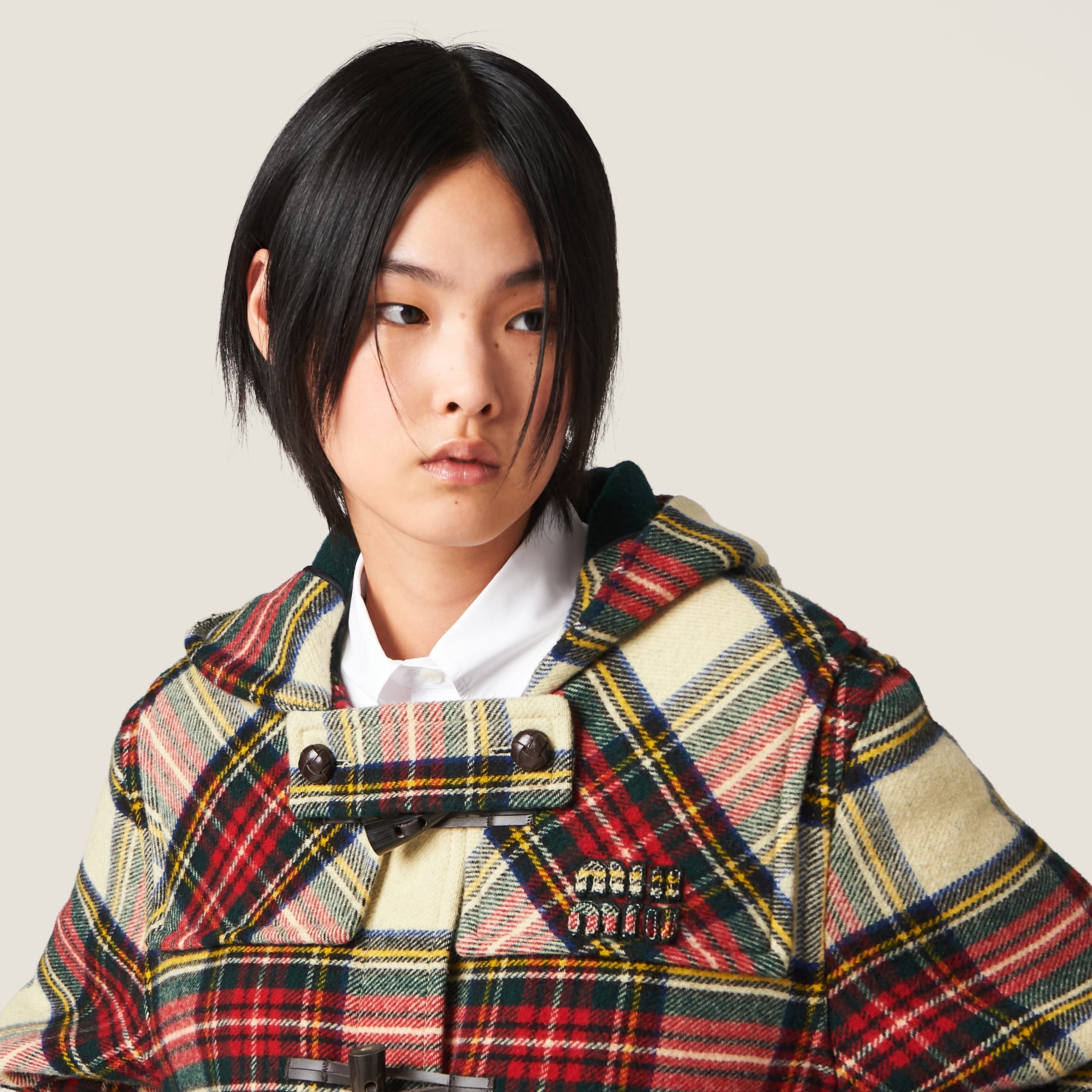 Single-breasted plaid cloth coat - 3