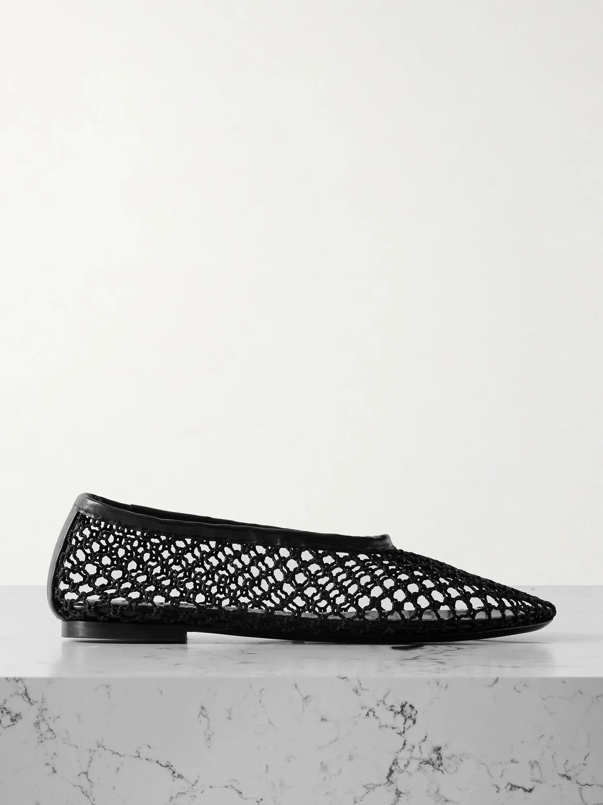 Alba Leather-trimmed Crochet Ballet Flats - 1