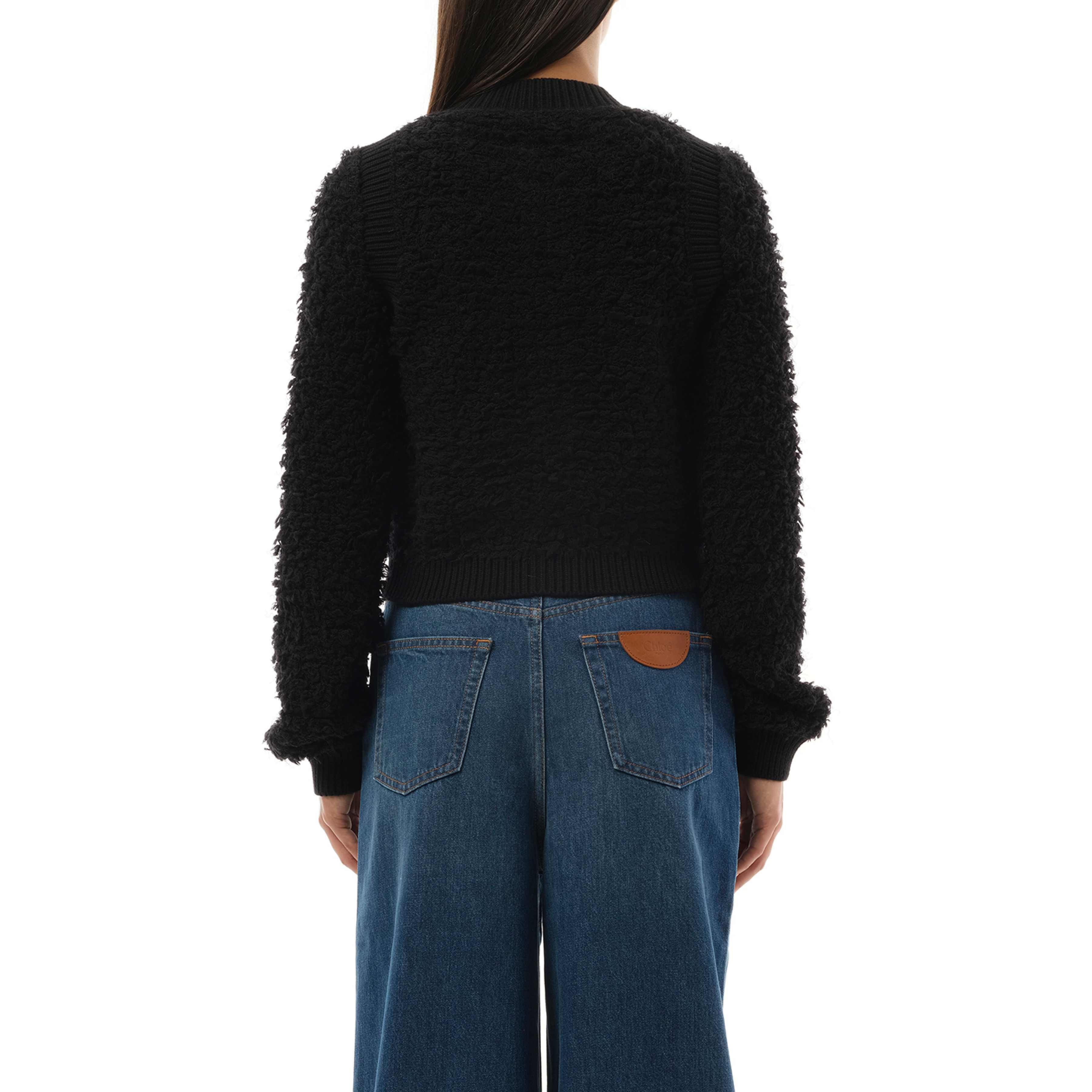 Tweed Knit Cardigan in Black - 6