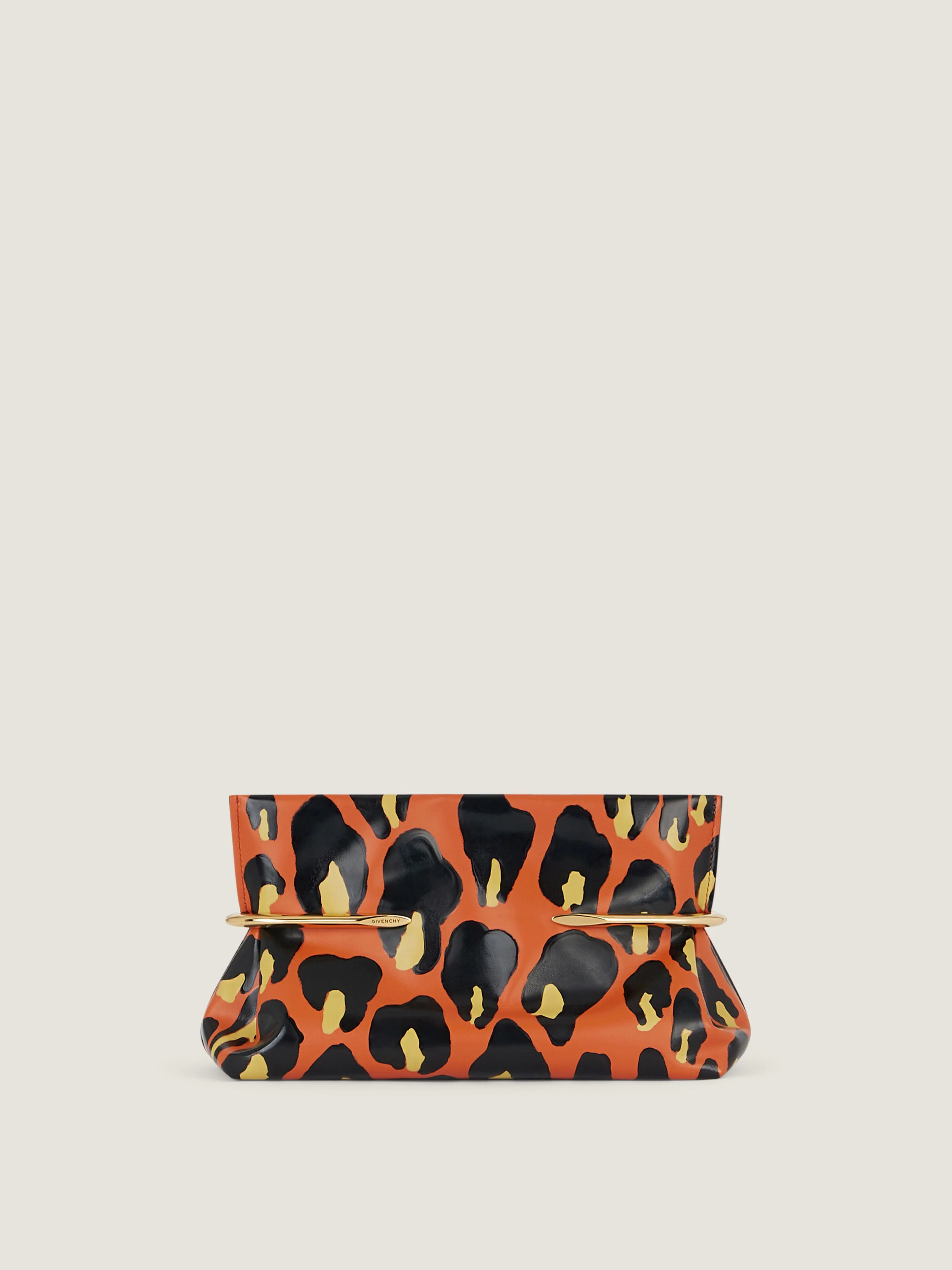 PINCH SOFT CLUTCH IN NAPPA LEATHER WITH LEOPARD PRINT - 1