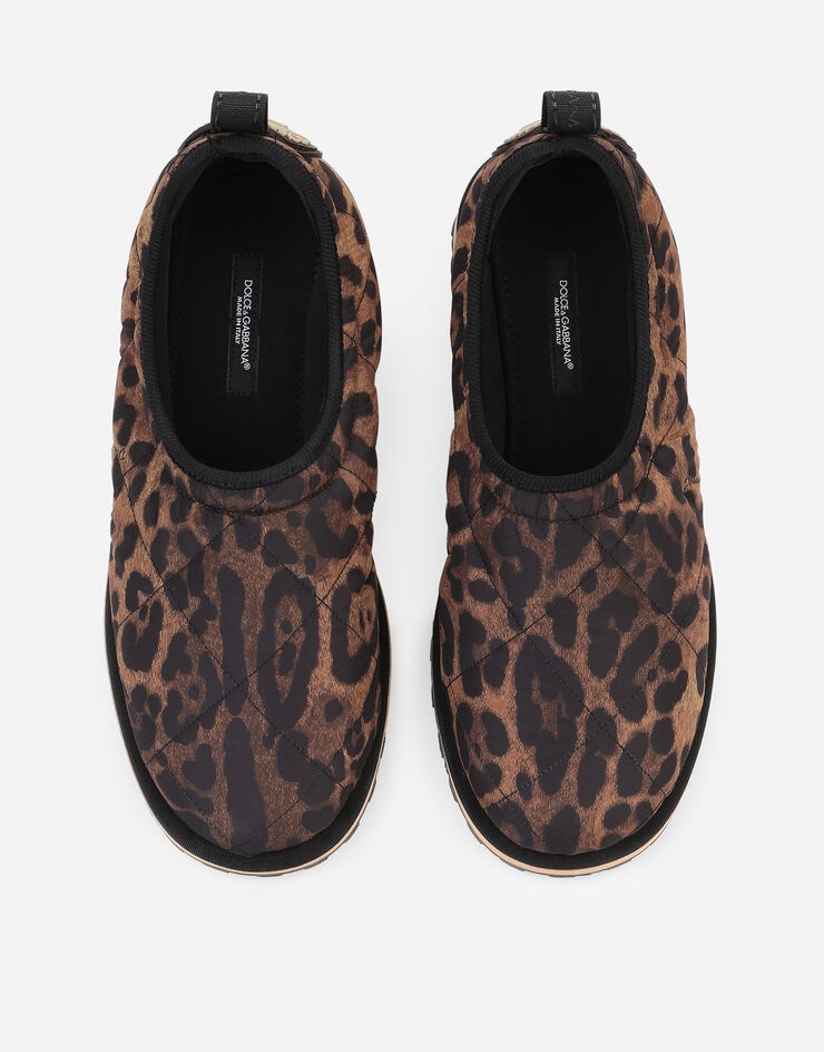 Leopard-print nylon slip-ons - 4