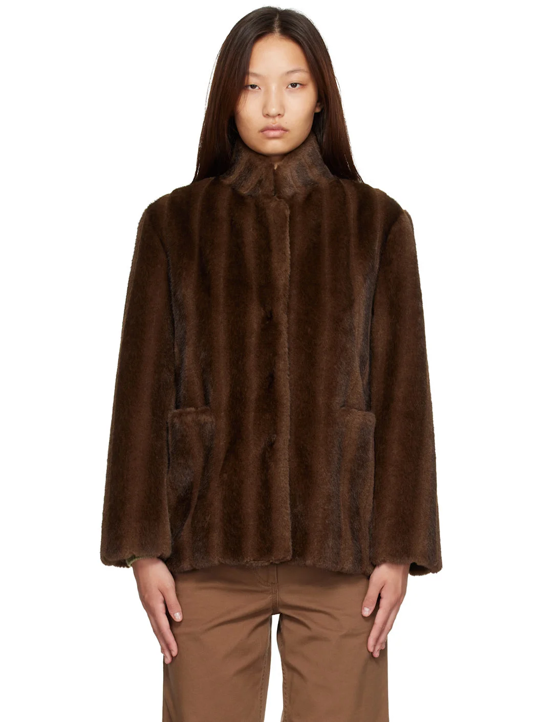 Brown Misha Faux Fur Jacket - 1