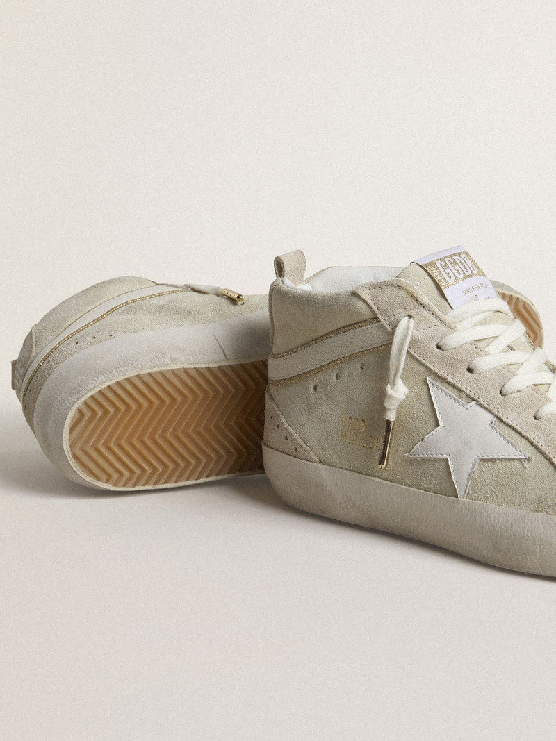 Mid Star in light gray suede with white leather star 3
