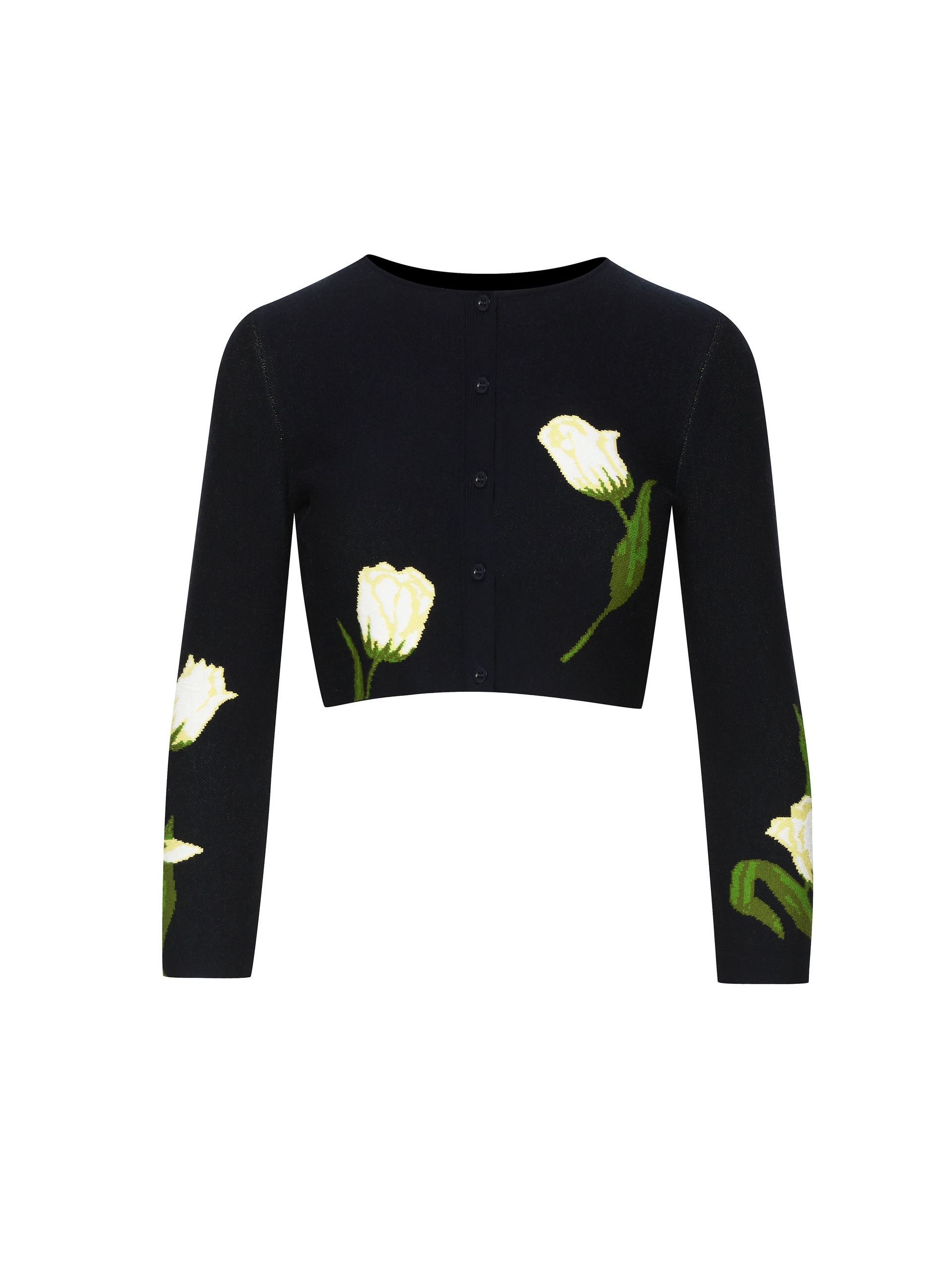 TULIP JACQUARD CROPPED CARDIGAN - 1