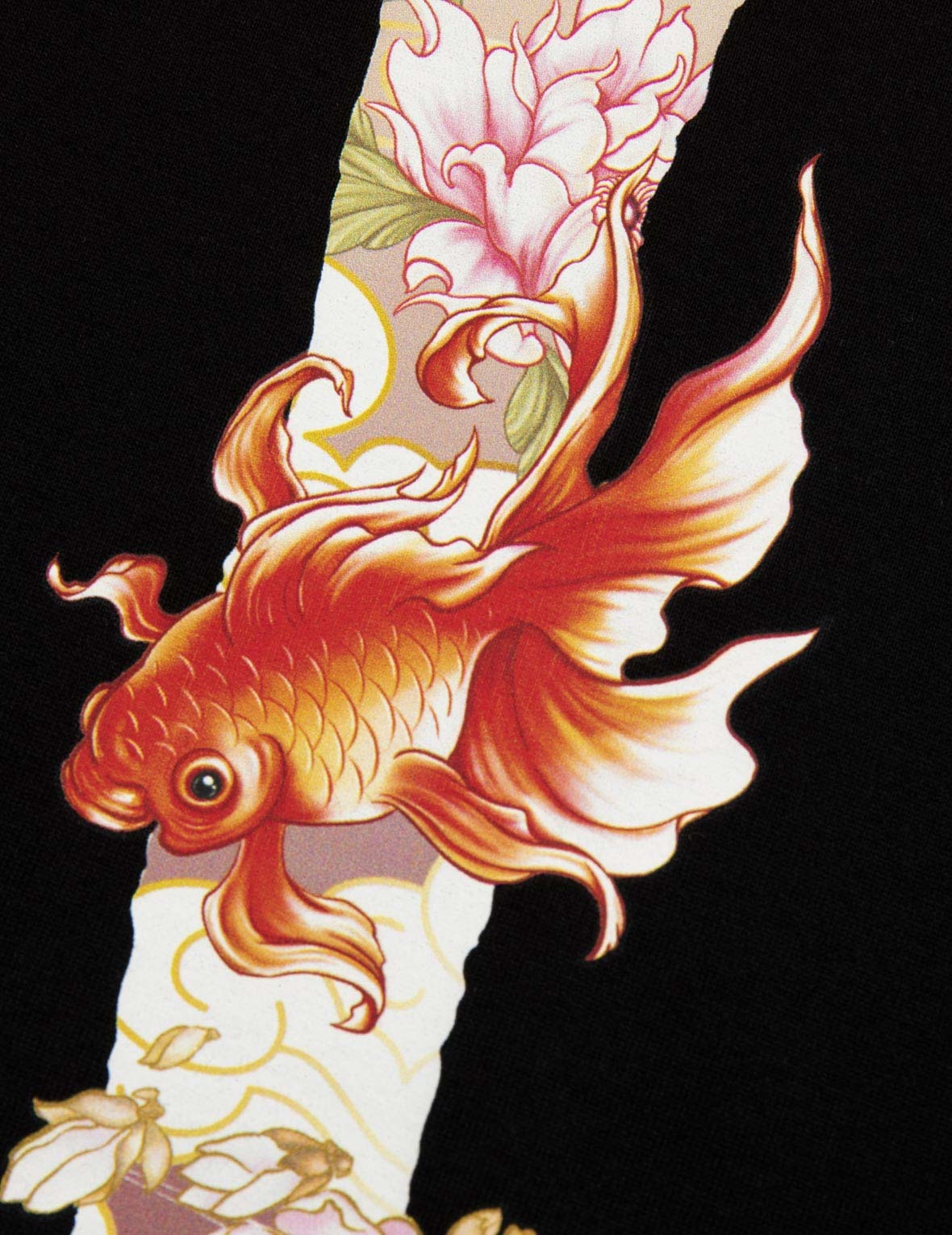 GOLDFISH AND FLORAL FLOW BRUSHSTROKE DAICOCK PRINT BOYFRIEND T-SHIRT - 7