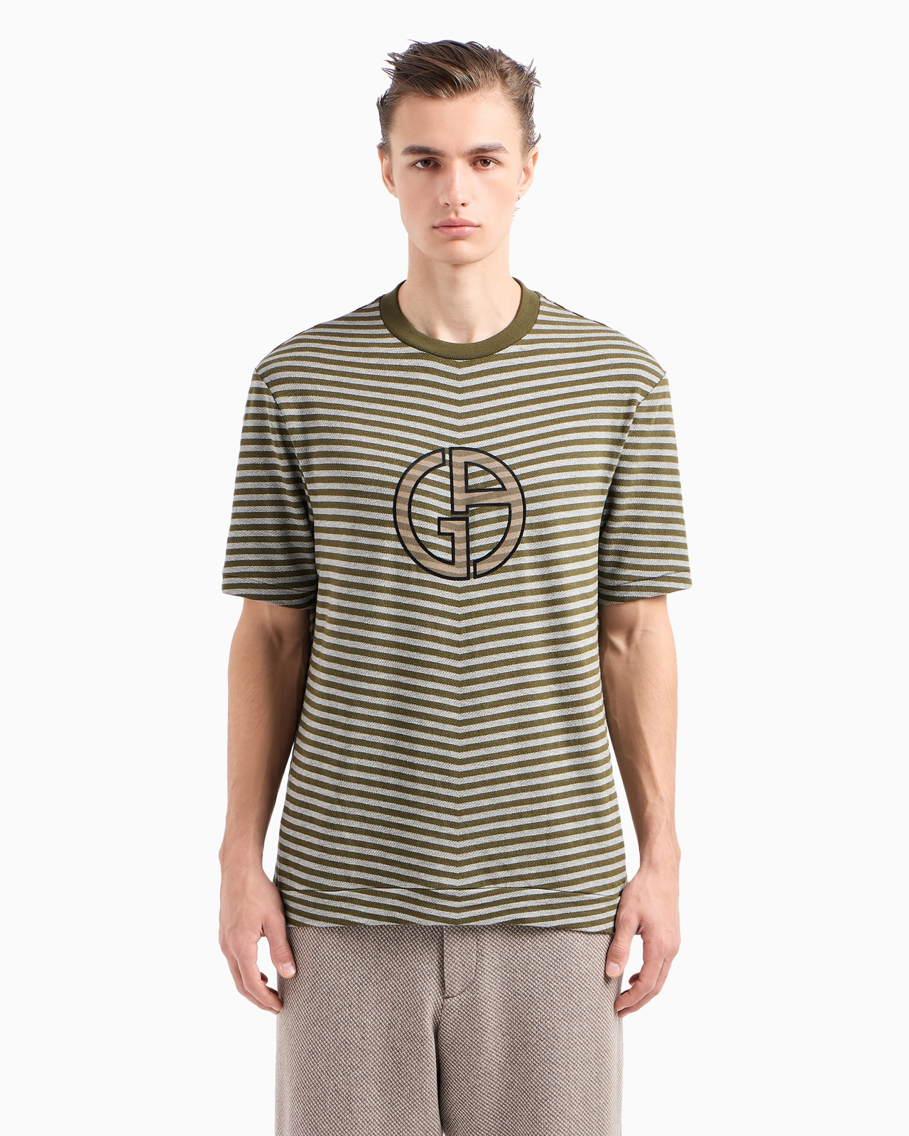 Chevron jacquard stretch viscose crew-neck T-shirt - 2