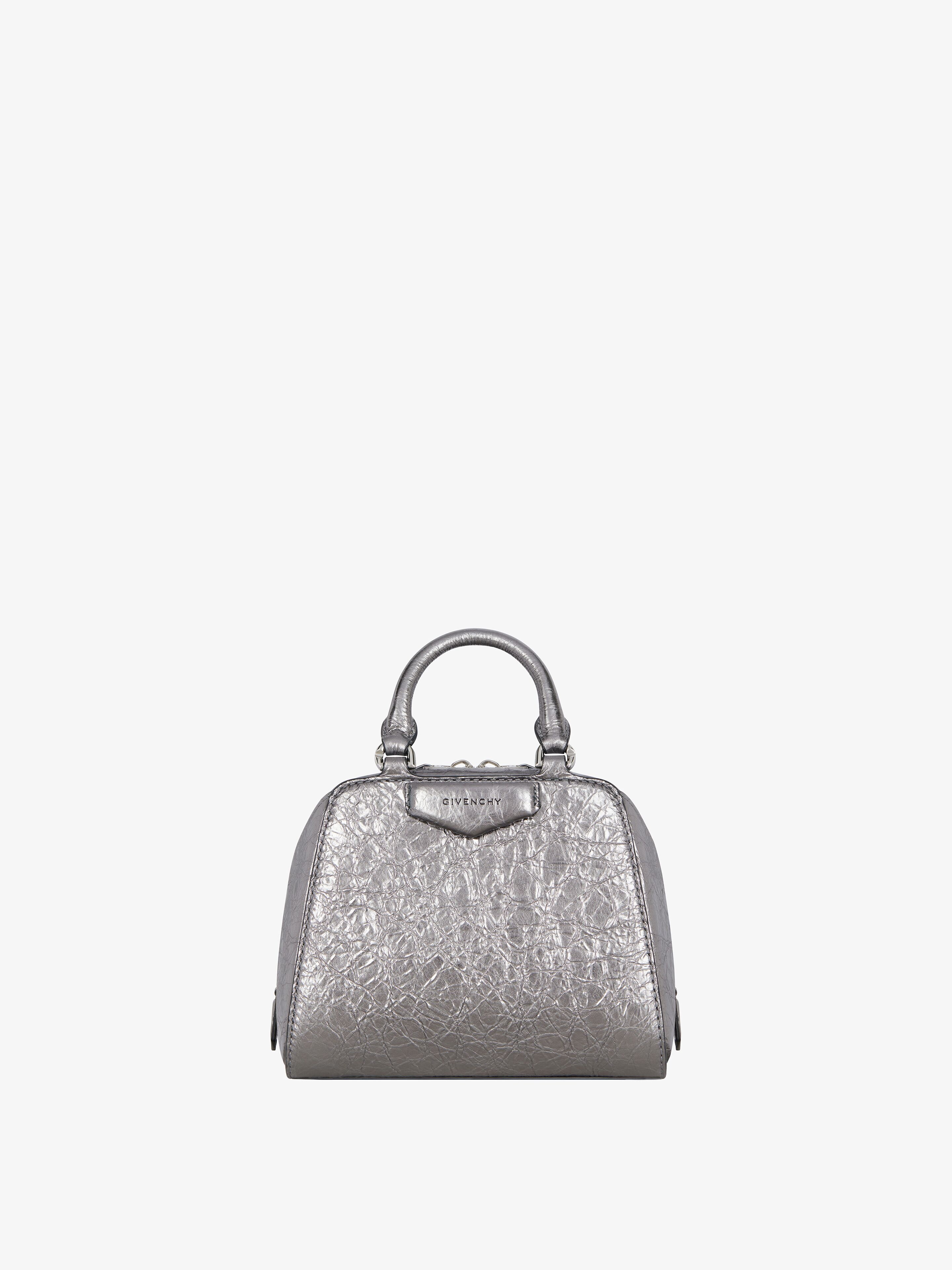 NANO ANTIGONA CUBE BAG IN LAMINATED LEATHER - 1