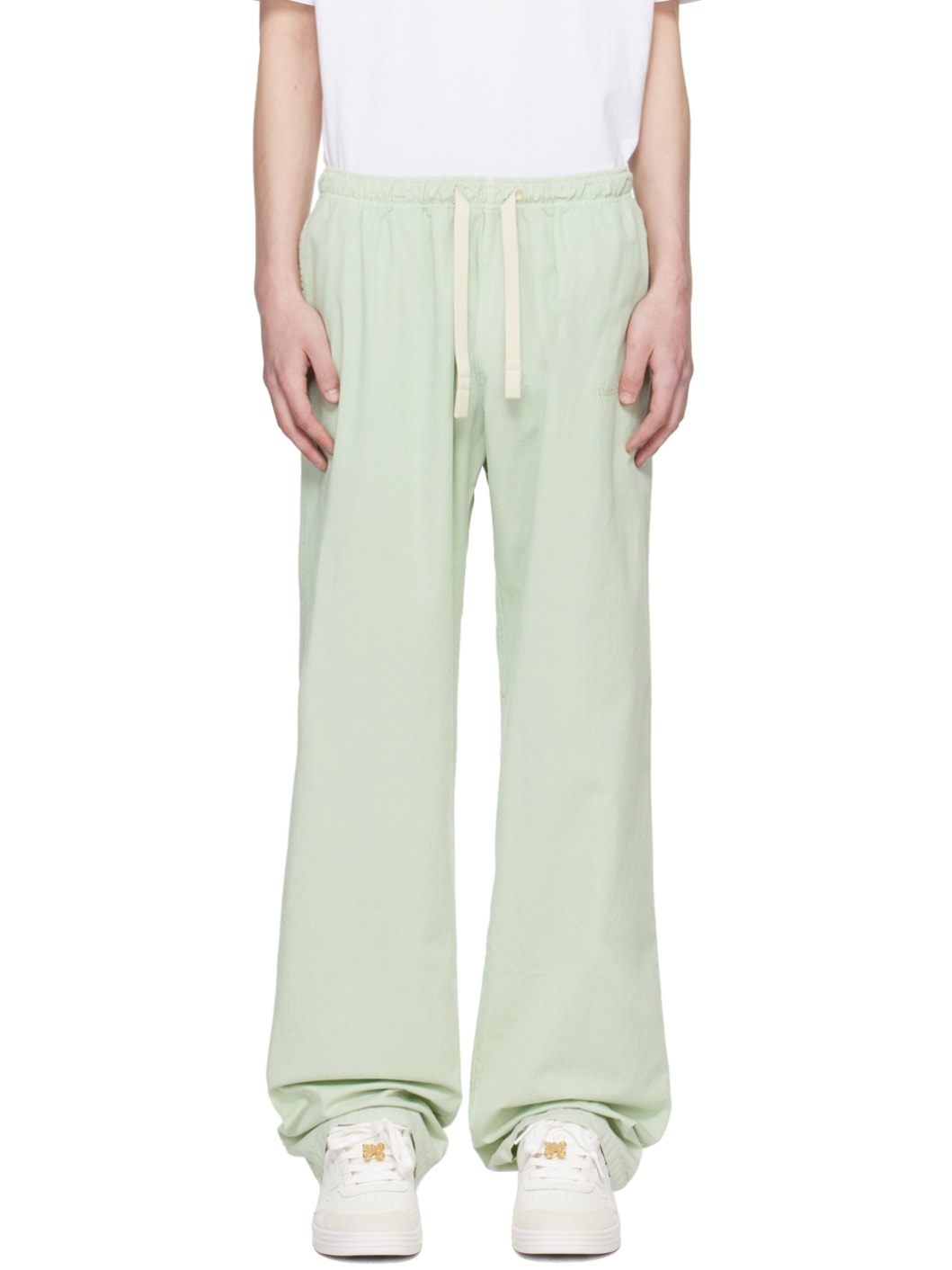 Green Embroidered Sweatpants - 1