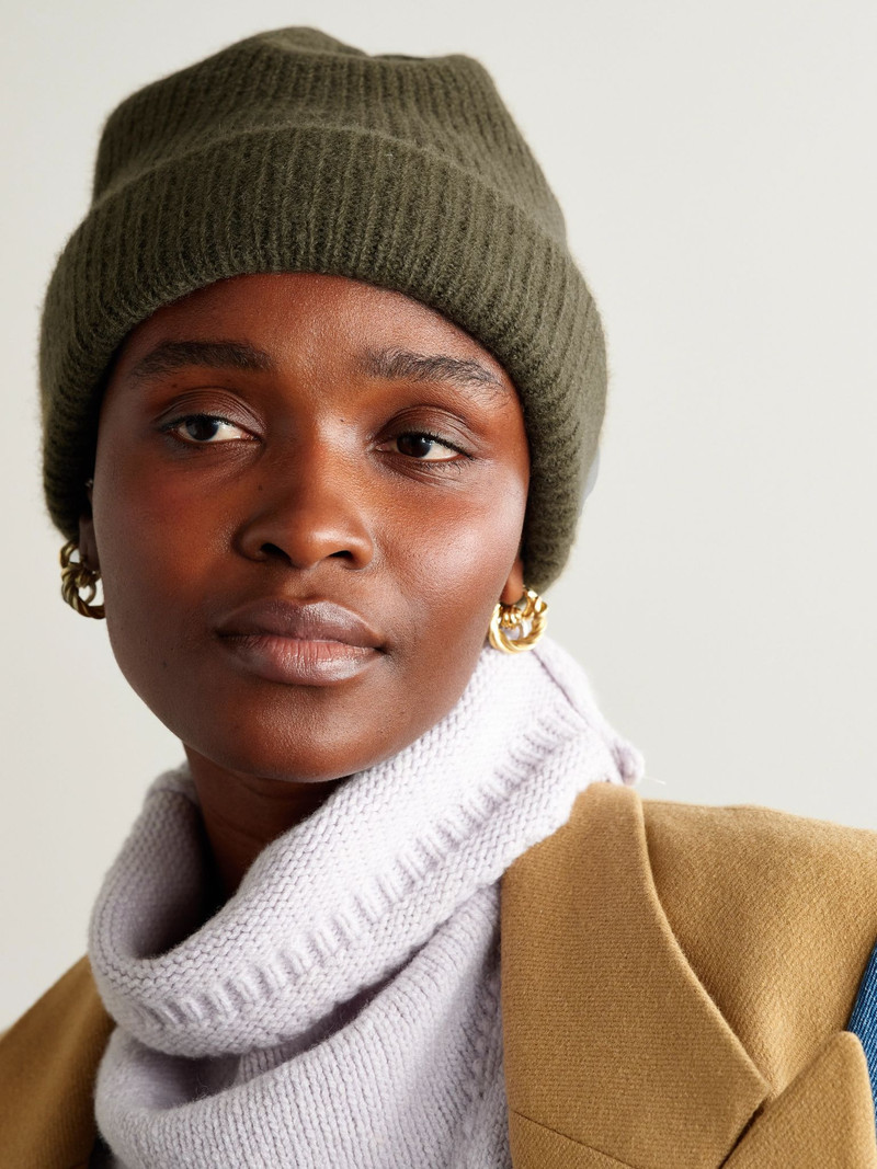 The Elder Statesman Watchman ribbed cashmere beanie Green outlook