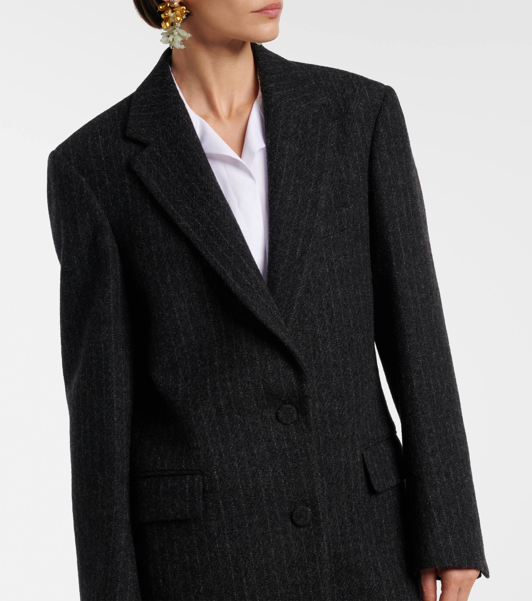 Pinstripe wool blazer - 6