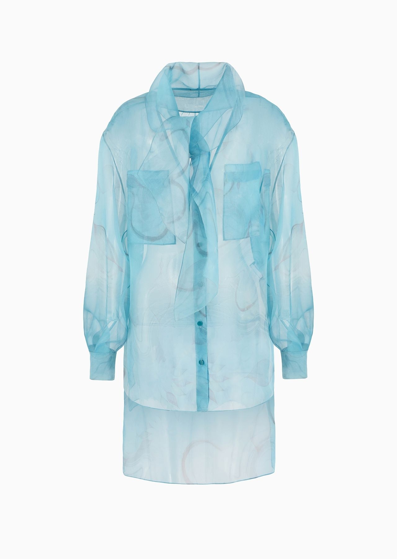 Floral-print, silk-organza shirt - 1