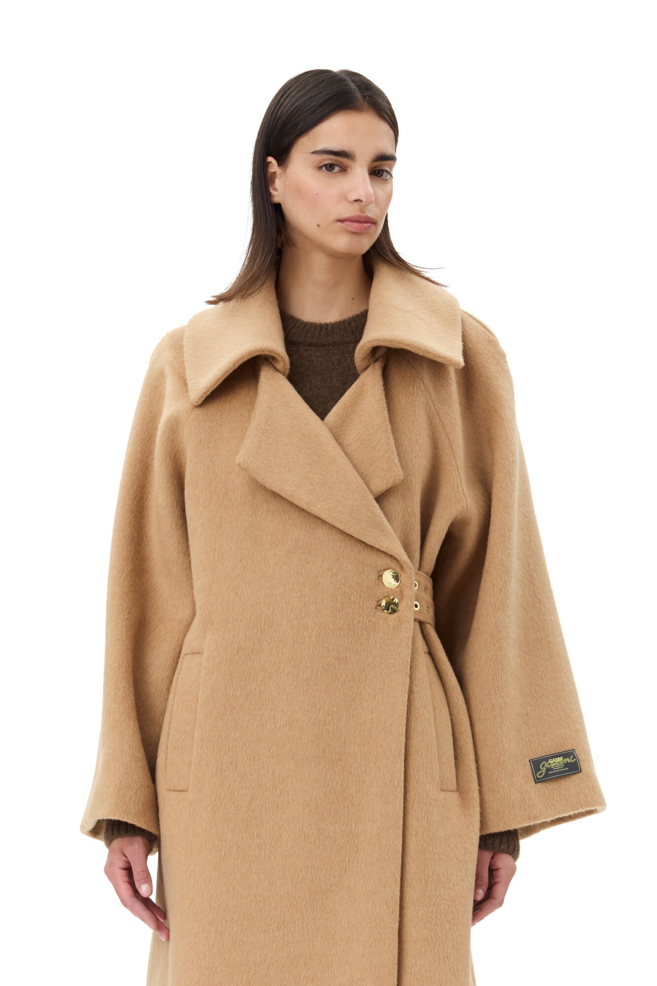 CAMEL WOOL-BLEND COAT - 4