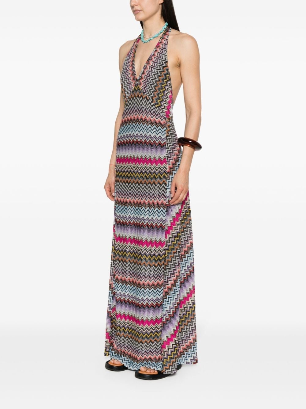 Zigzag pattern long dress - 5