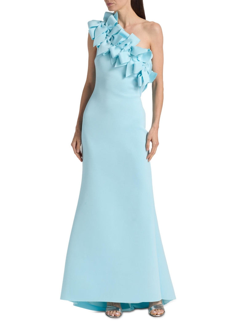 Women's Ruffled-Shoulder Gown - Hydra Blue 3