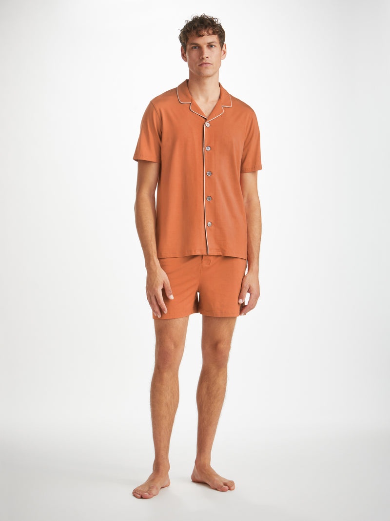 Men's Short Pajamas Basel Micro Modal Stretch Terracotta - 3