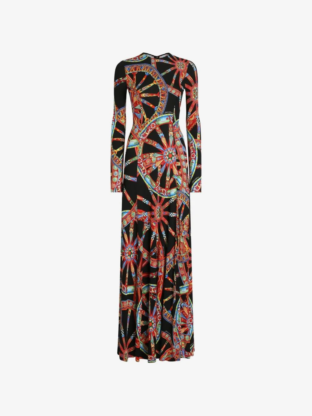 Carretto-print long viscose jersey dress - 1