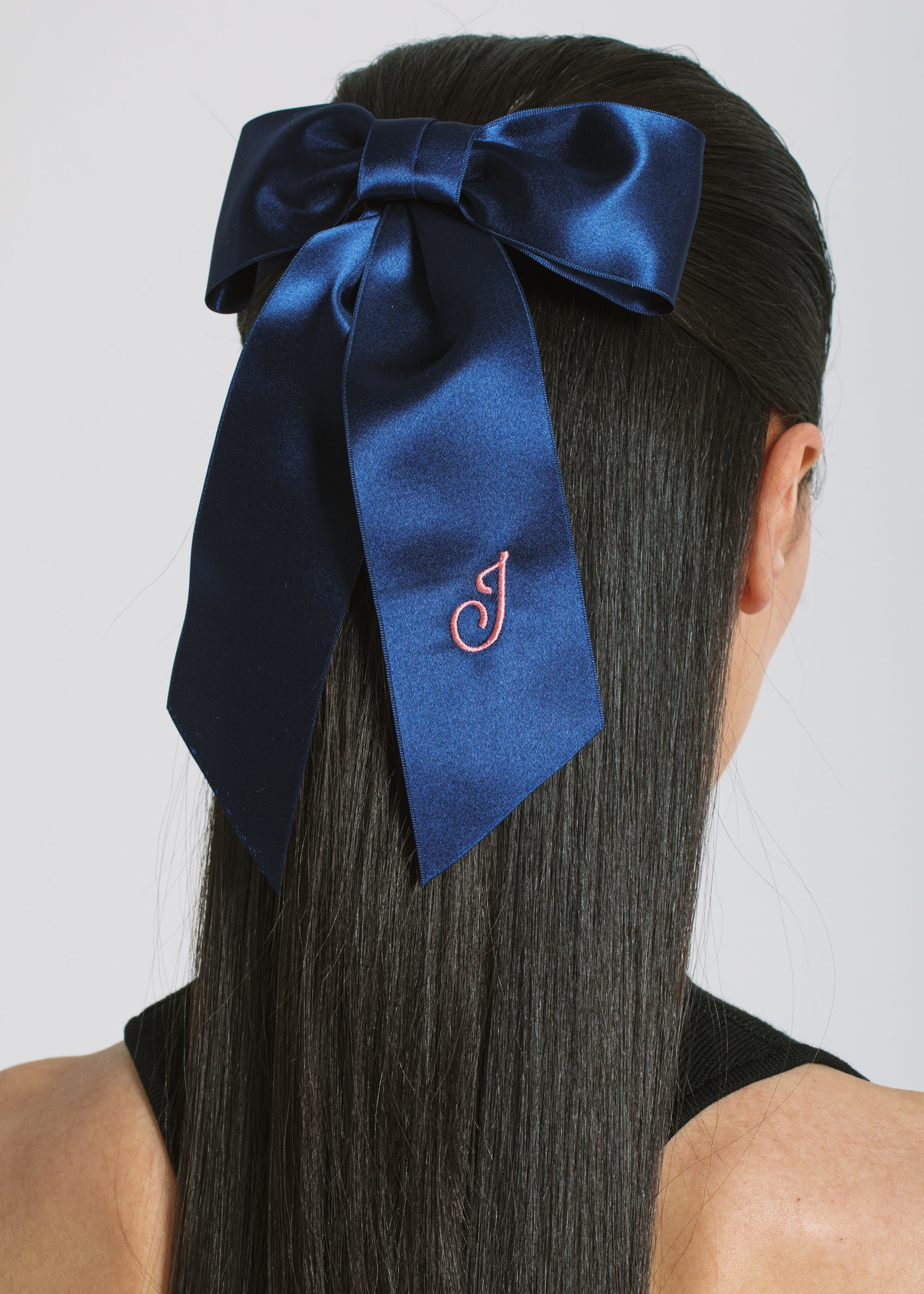 Initial April Satin Bow Barrette - 3