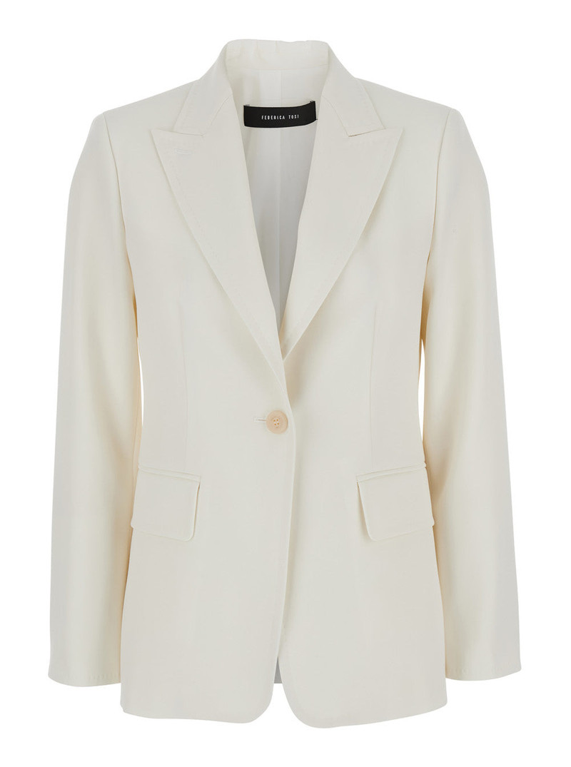 Max Mara Women 'Palchi' White Jacket With Classic Lapels In Virgin Wool Woman - 1