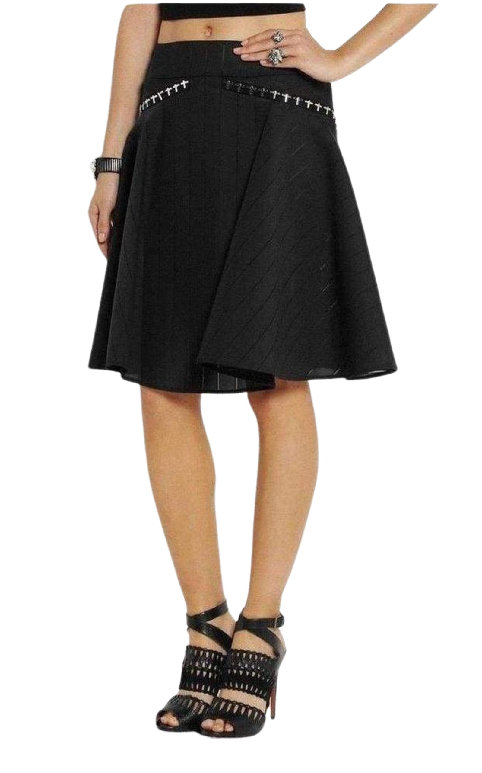 Flared Embellished Stretch Skirt - 3