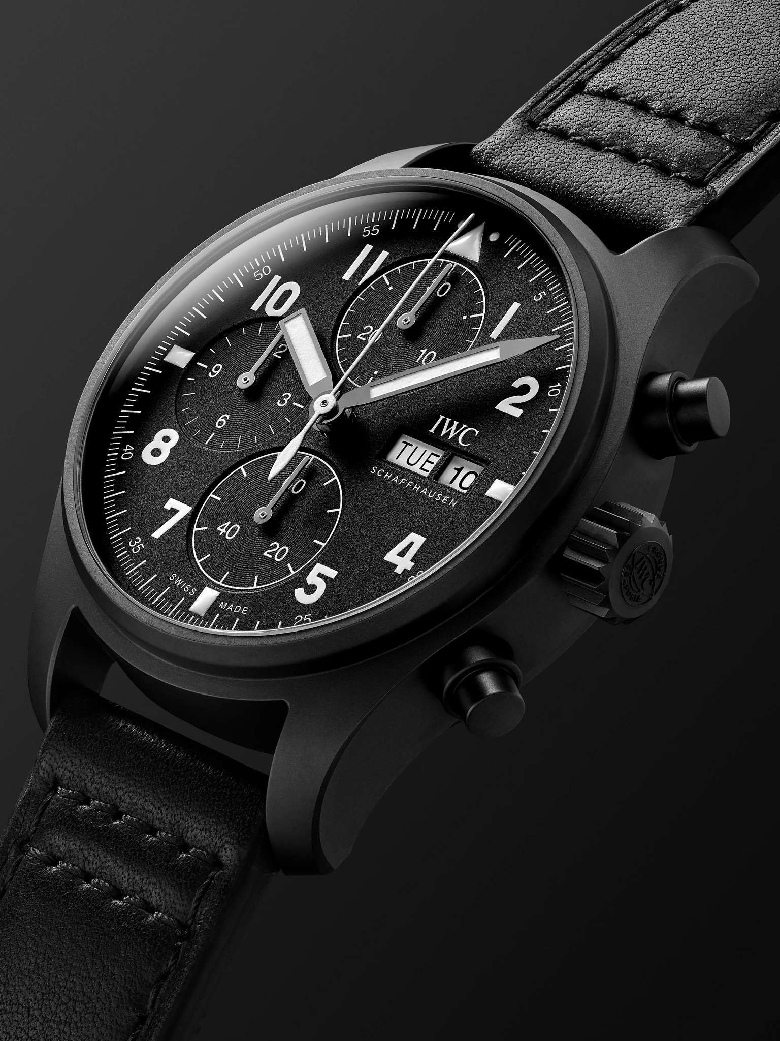 Pilot's Limited Edition Automatic Chronograph 41.1mm Ceratanium and Leather Watch, Ref. No. IW387905 - 4