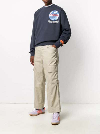 Heron Preston slogan patch crewneck sweatshirt outlook