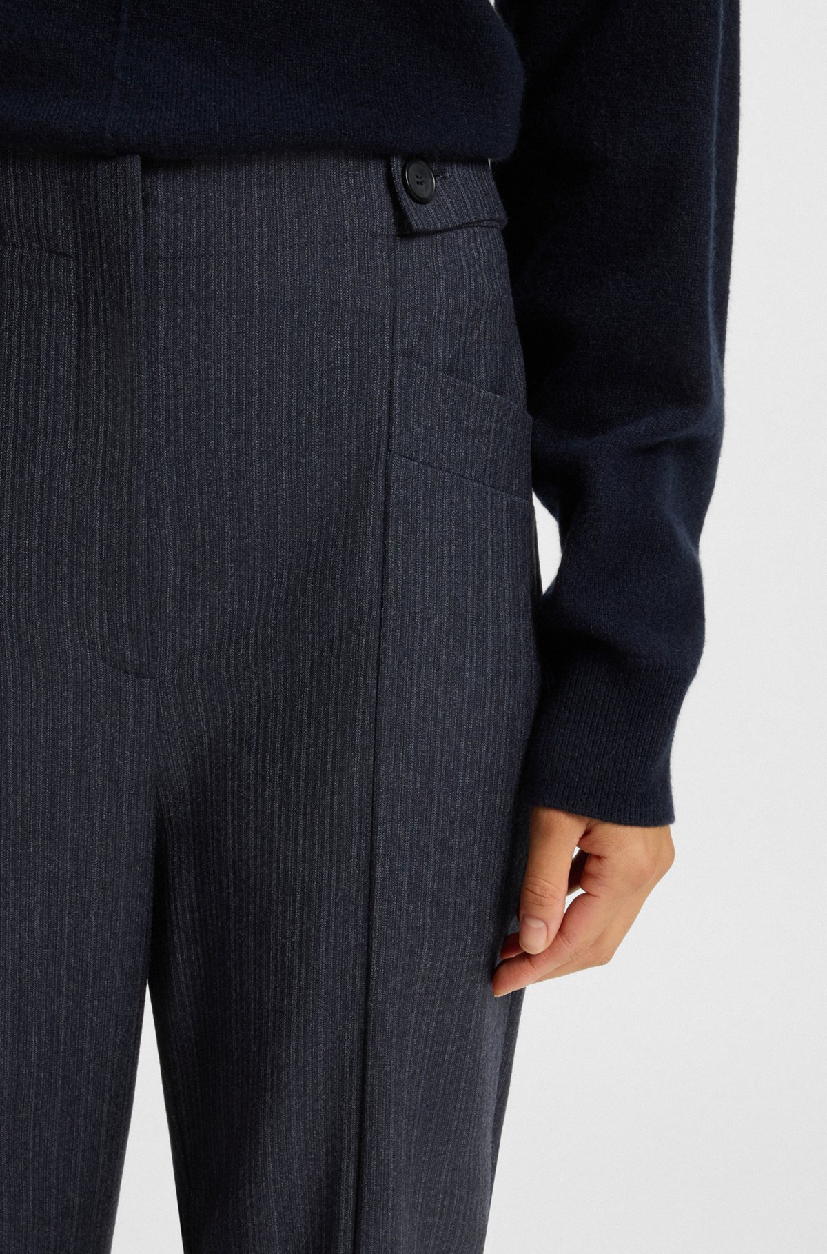 REGULAR-FIT BOOTCUT PANTS IN PATTERNED VIRGIN WOOL - 5