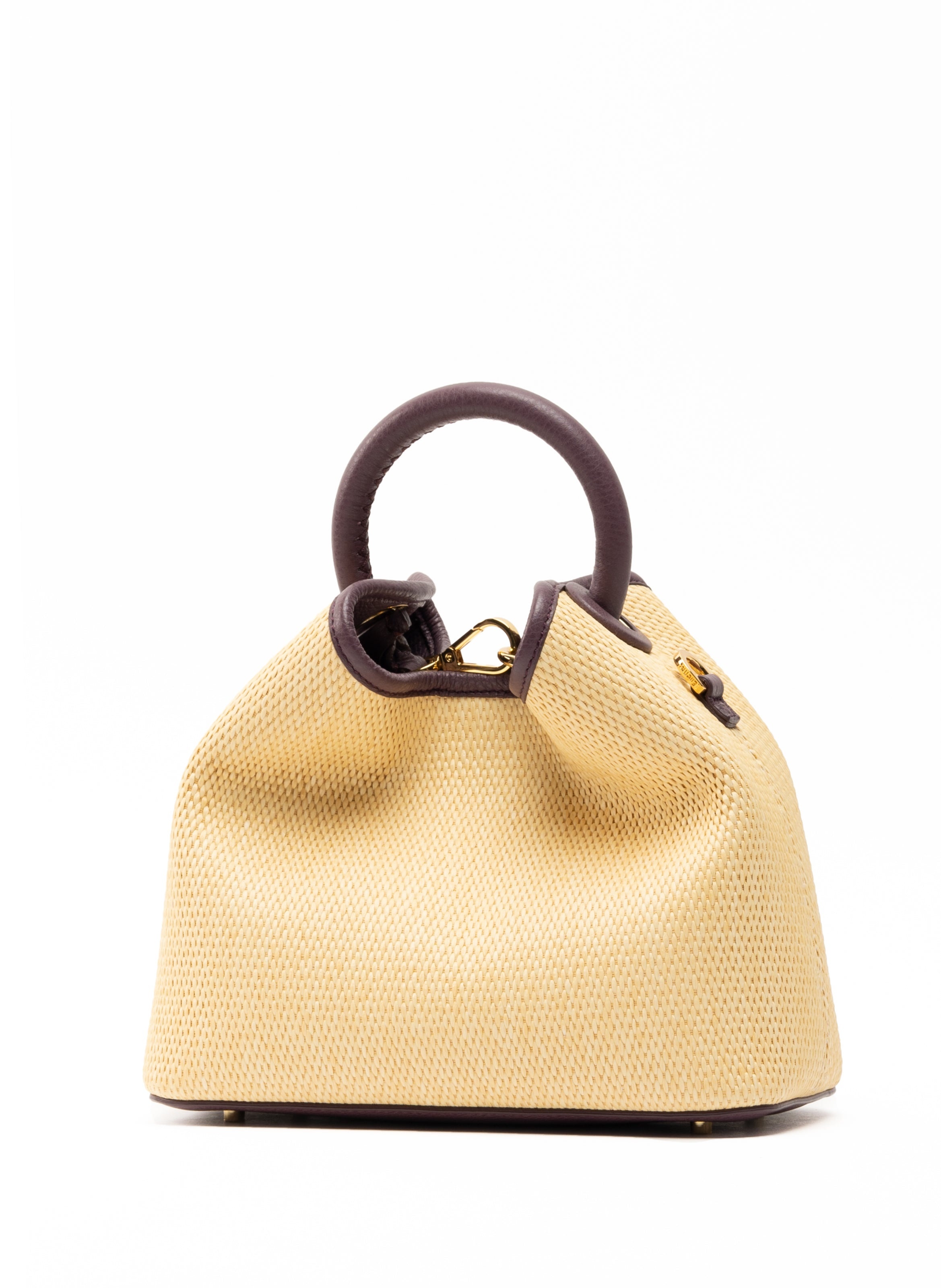 Baozi Raffia/Leather Natural/Blackberry 2