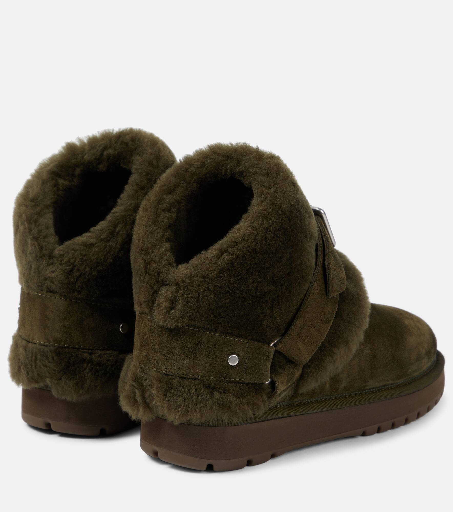 Shearling-trimmed suede ankle boots - 3