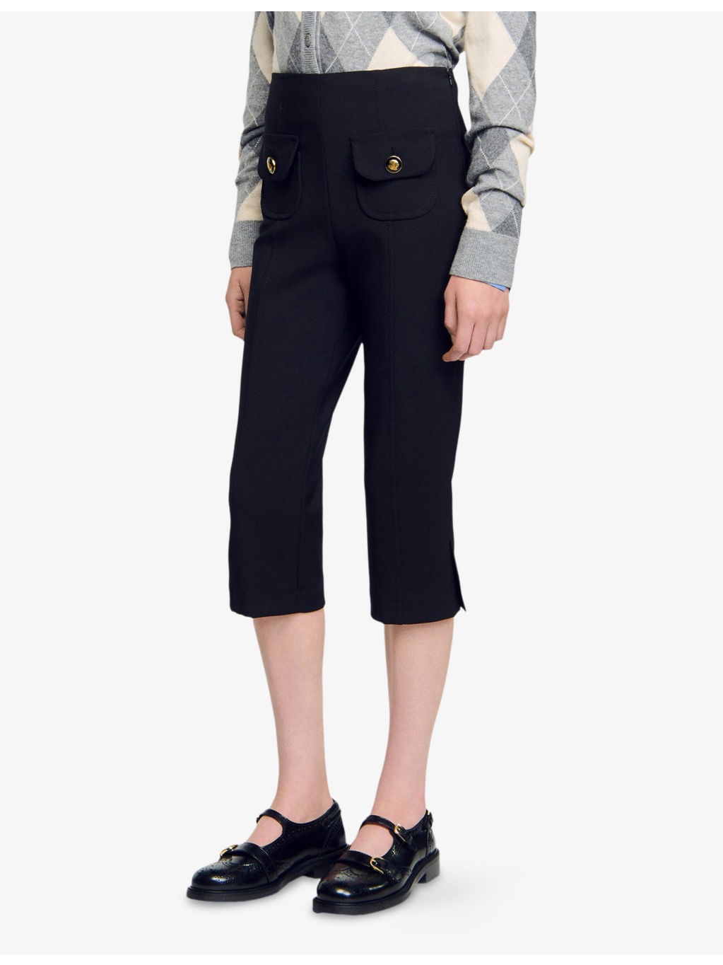 Capri Button-Embellished Stretch-Woven Trousers - 4