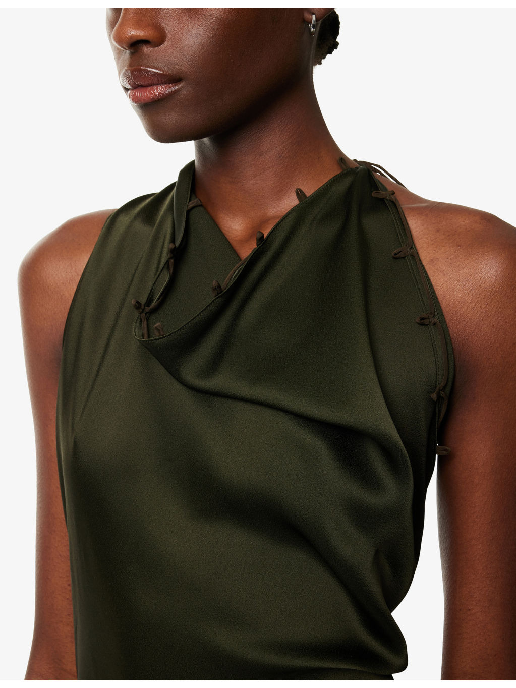 Rouleaux Draped Satin Maxi Dress - 5