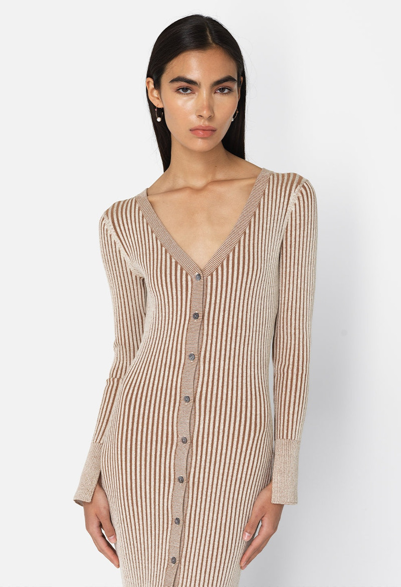 John Elliott PIPER SILK RIB BUTTON DRESS outlook