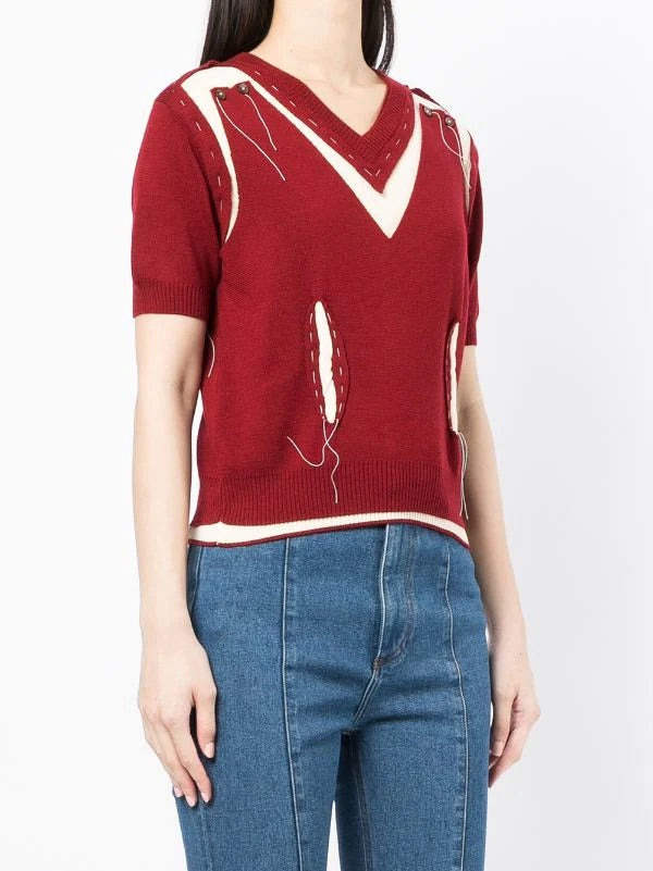 Maison Margiela fall 2021 deconstructed handstitched knit tee - 3