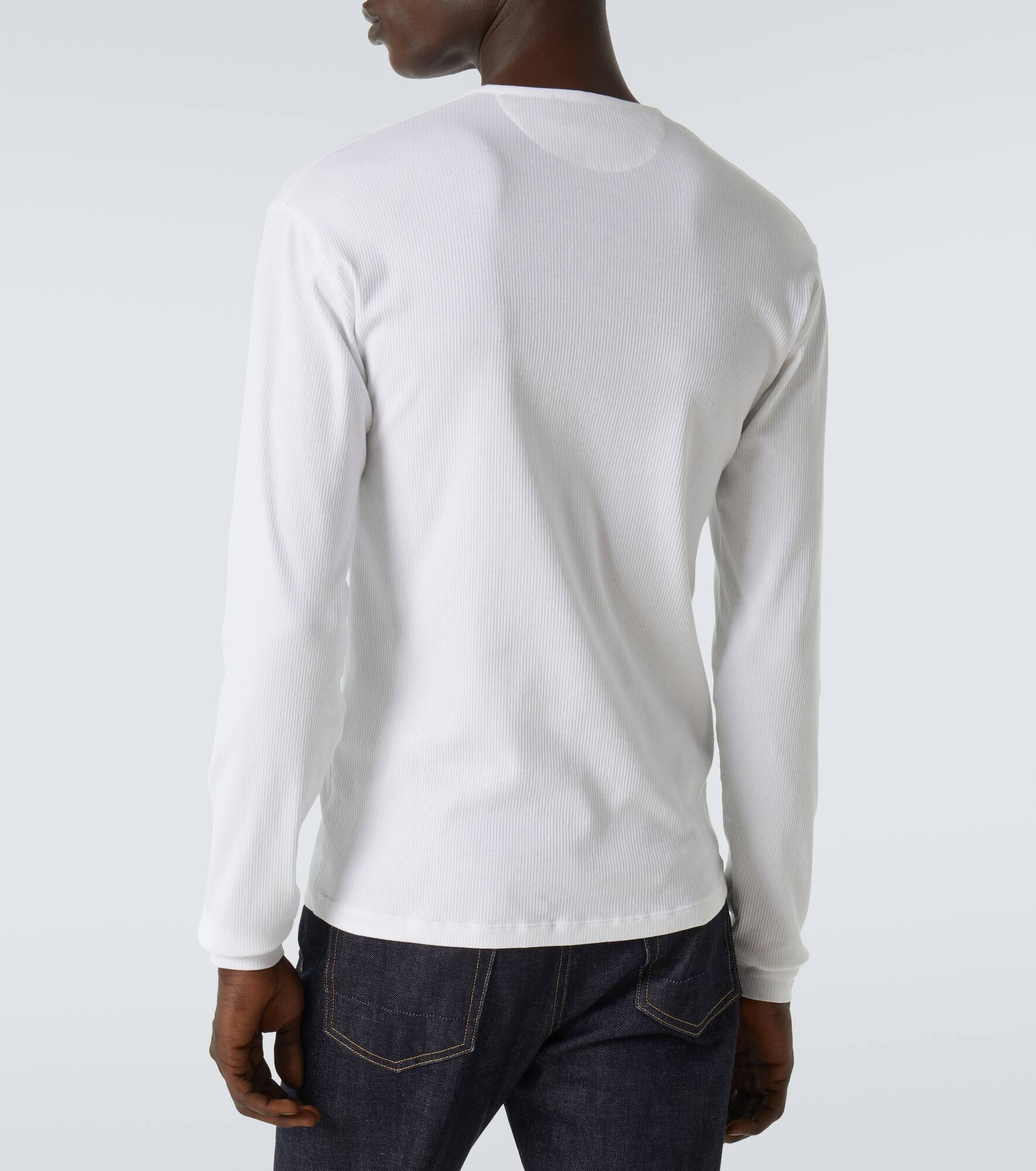 Cotton-blend Henley shirt - 4