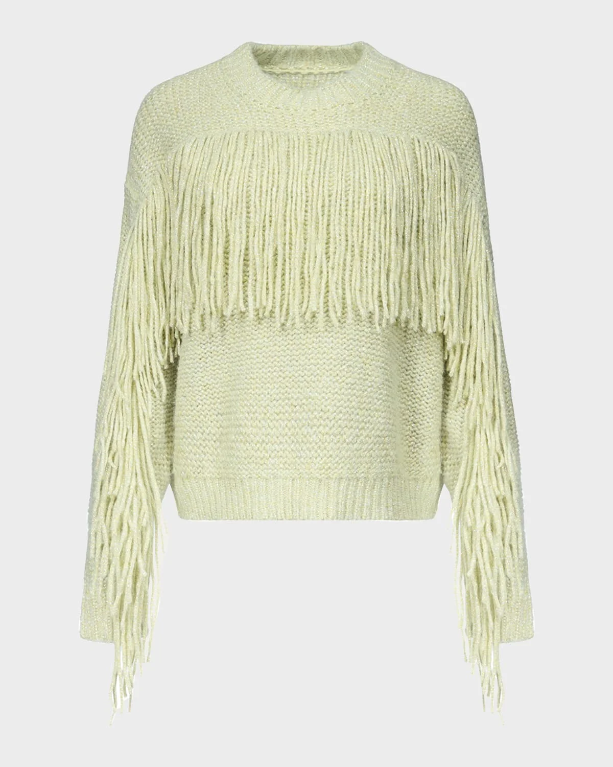 x Henry Zankov Cornelia Fringed Shimmer-Knit Sweater - 1
