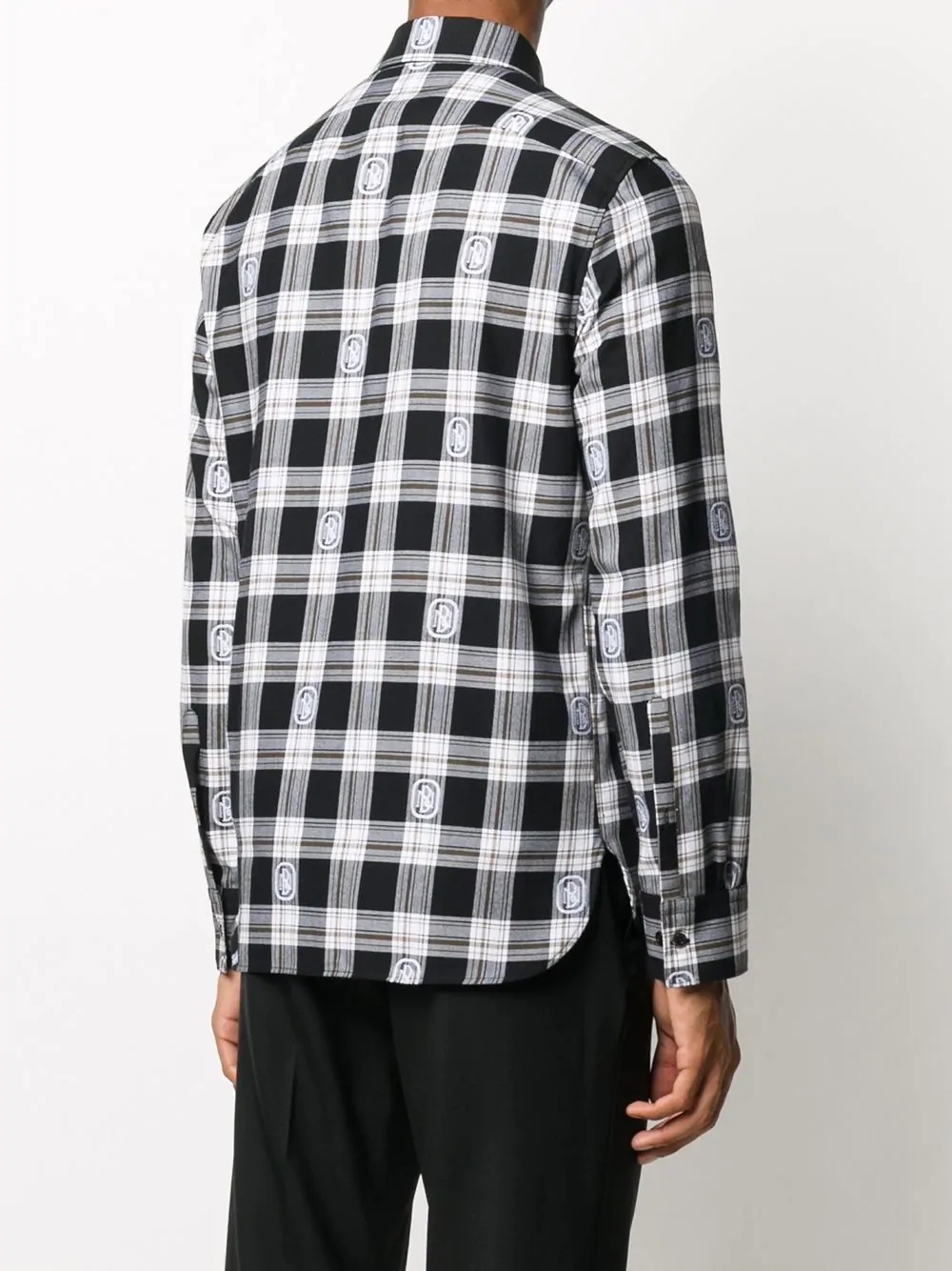 embroidered-logo checkered shirt - 4