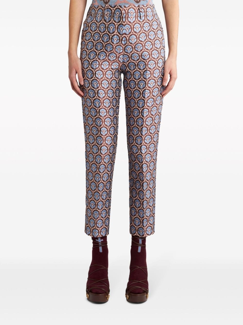 jacquard cropped trousers - 2