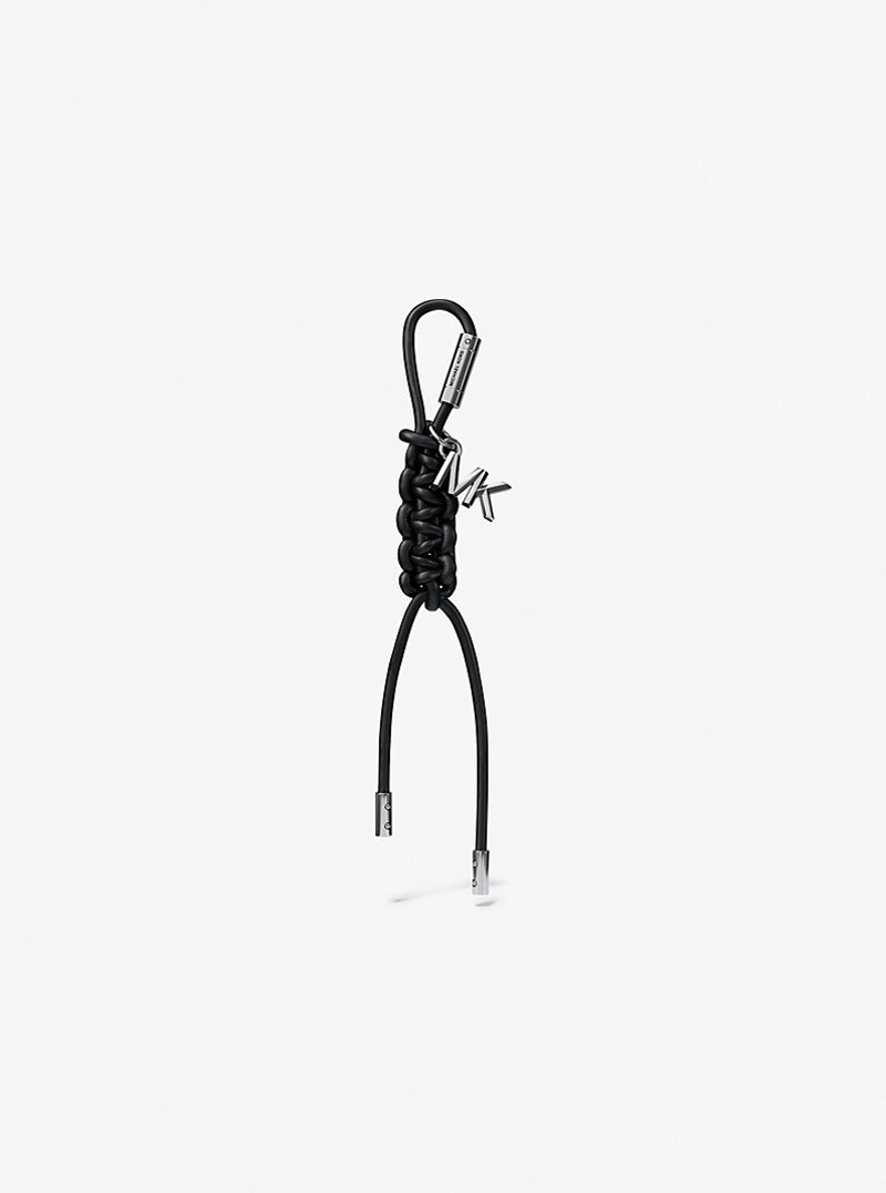 Silver-Tone and Braided Cord Bag Charm 1