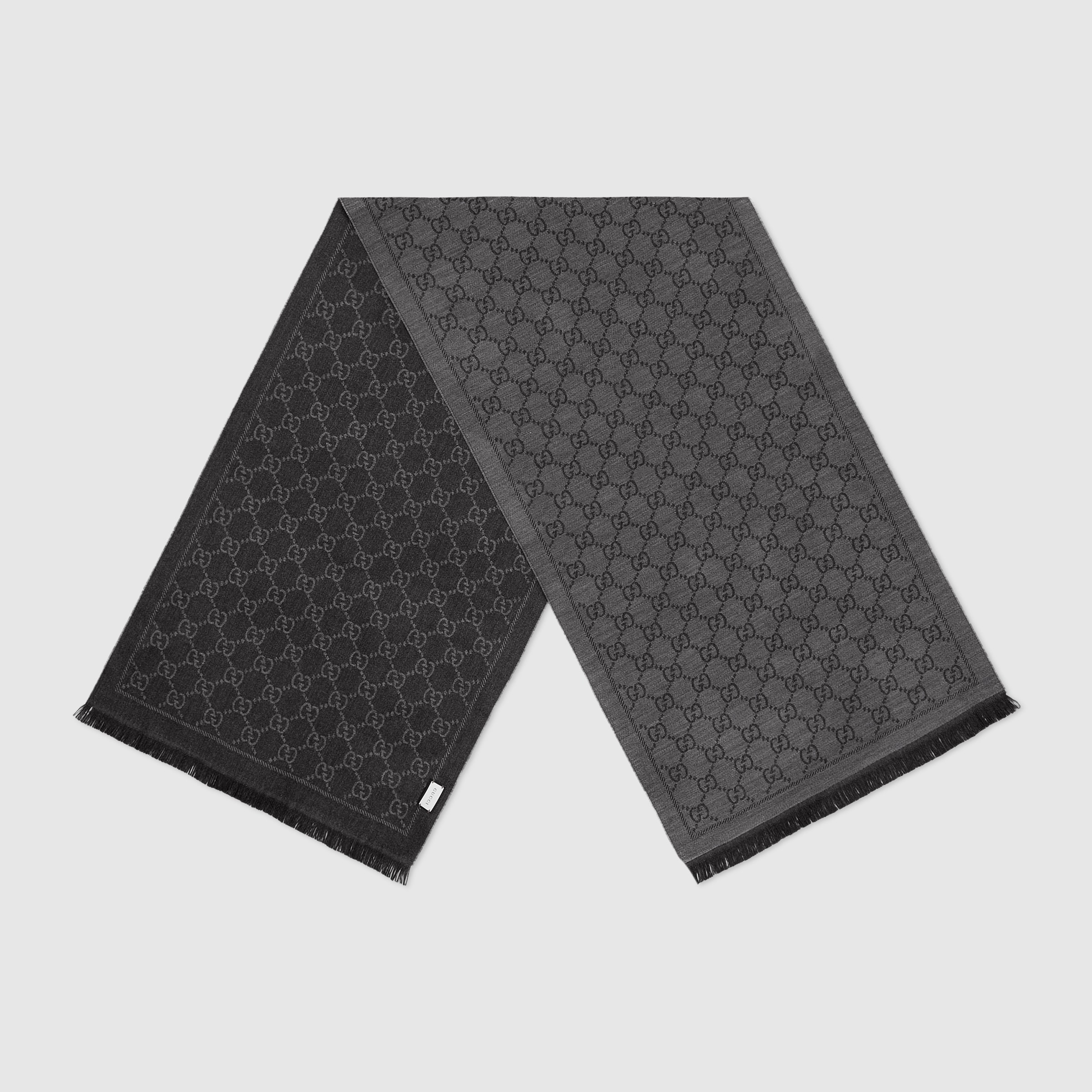 GG jacquard pattern knitted scarf - 2