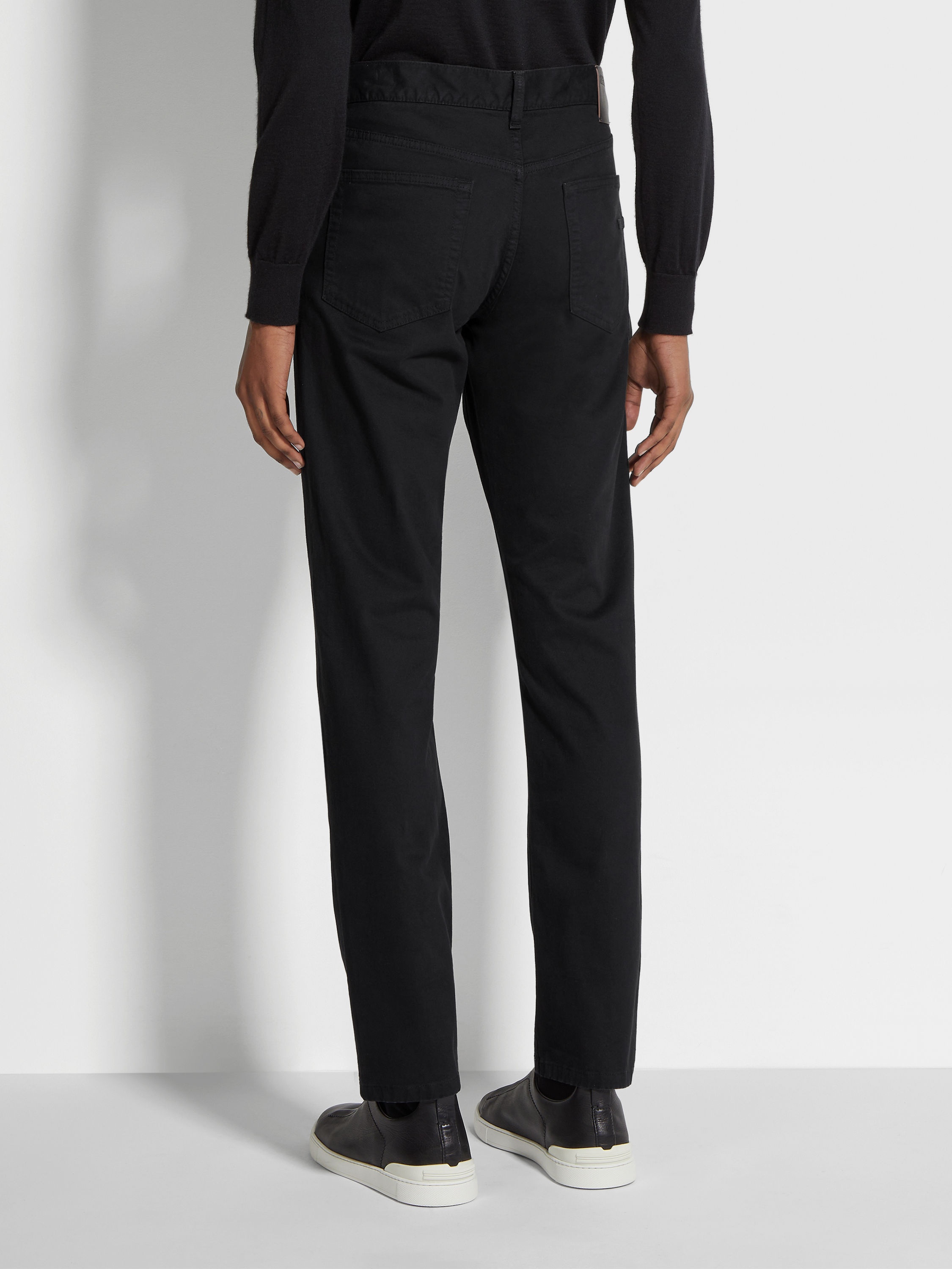 BLACK STRETCH COTTON ROCCIA JEANS - 5