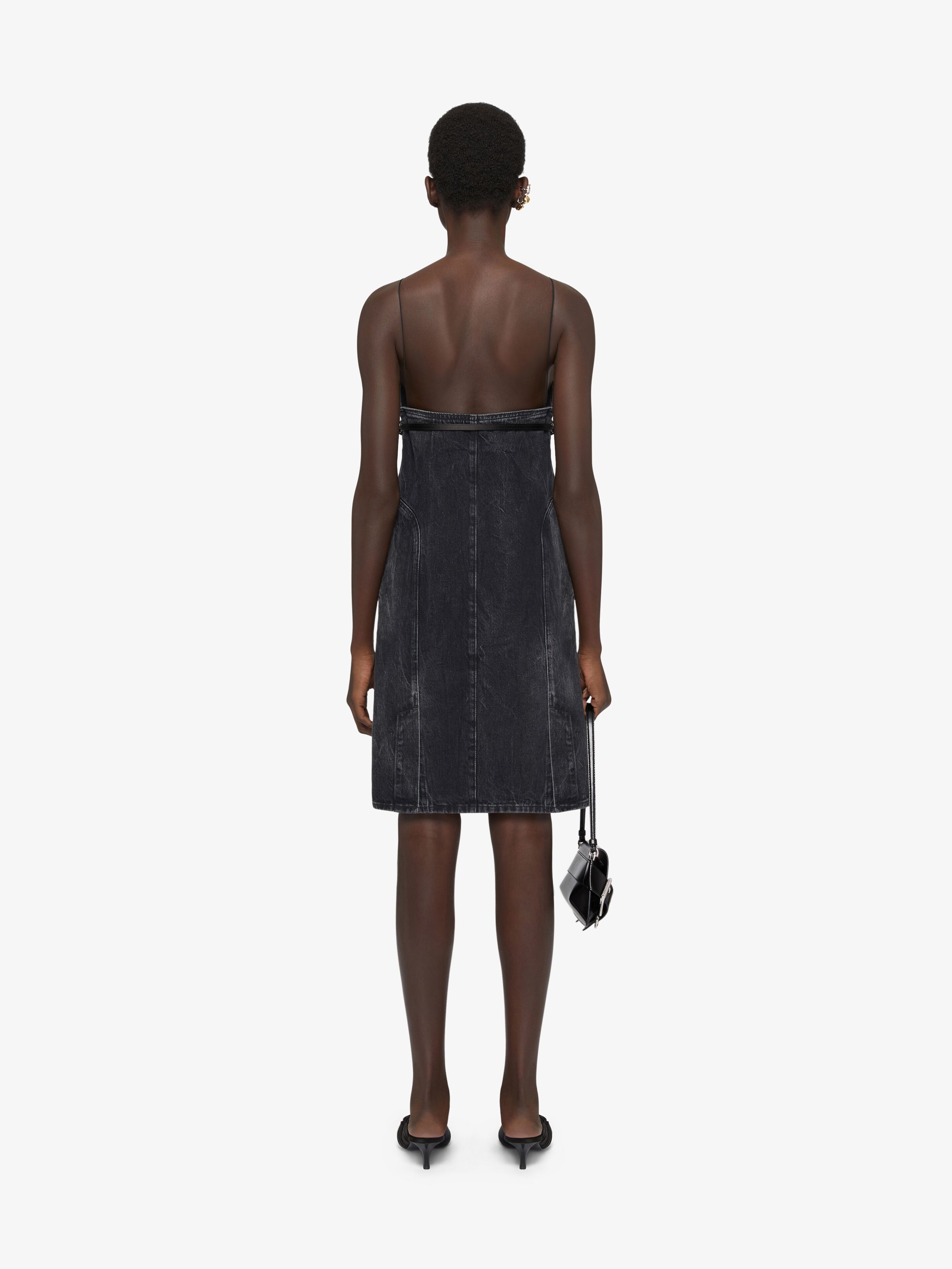 VOYOU STRAPS DRESS IN DENIM - 4