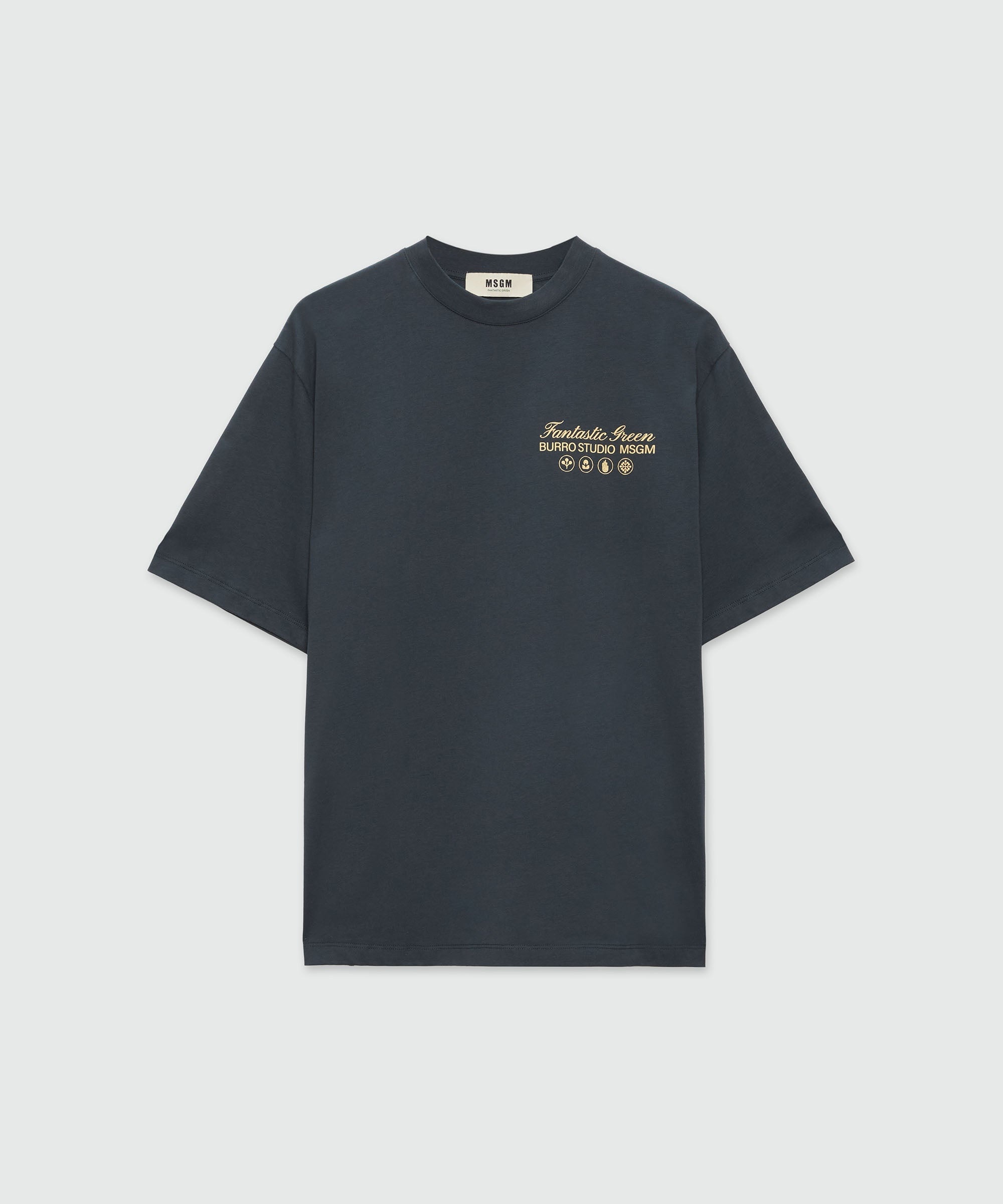 Organic cotton "Fantastic Green Burro Studio" navy blue T-shirt - 1