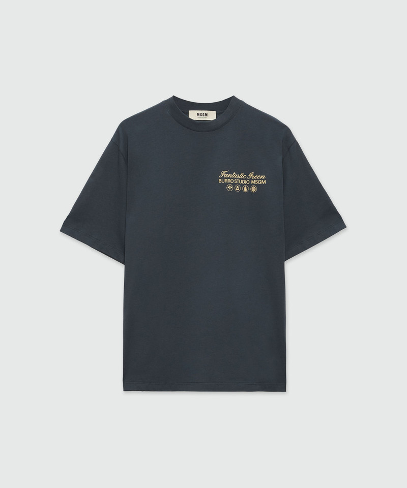 Organic cotton "Fantastic Green Burro Studio" navy blue T-shirt 1