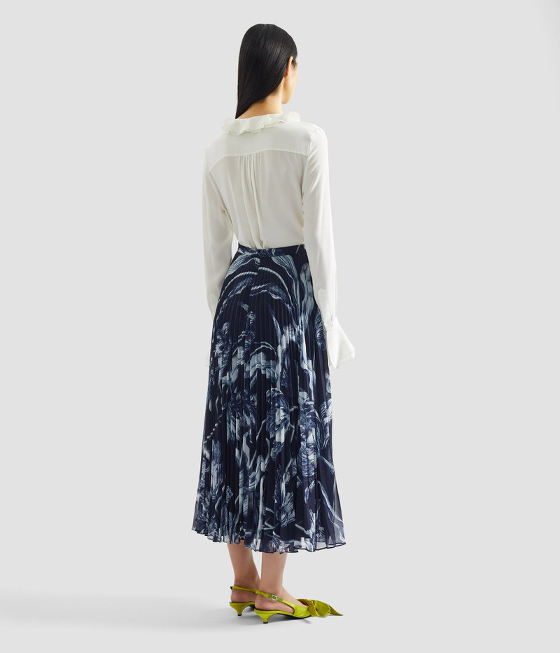FLORAL PRINT PLEATED VOILE MIDI SKIRT 4