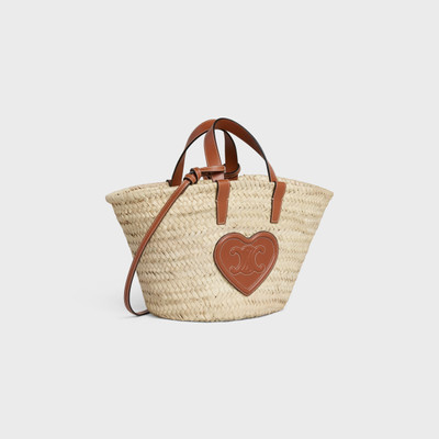 CELINE Teen Triomphe Celine Classic Panier in palm leaves with Calfskin heart patch outlook