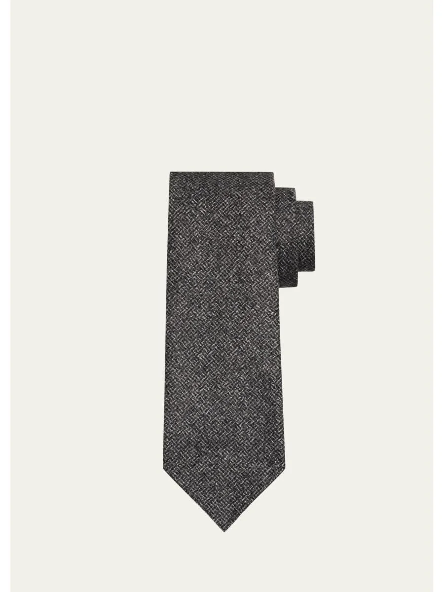Men's Pied de Poule Wool Tie - 1