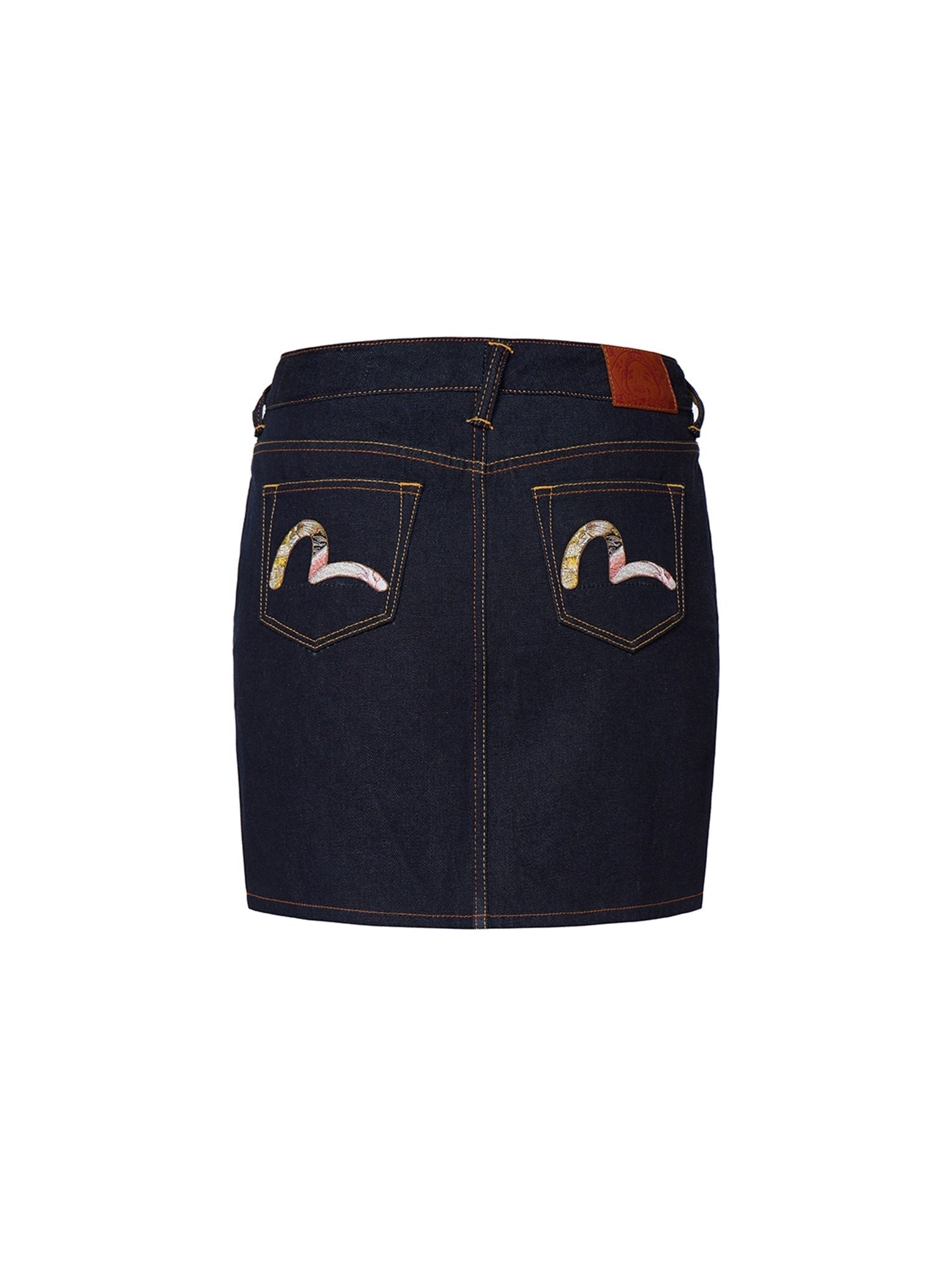Tattoo Koi-pattern Seagull Embroidery Denim Skirt - 12