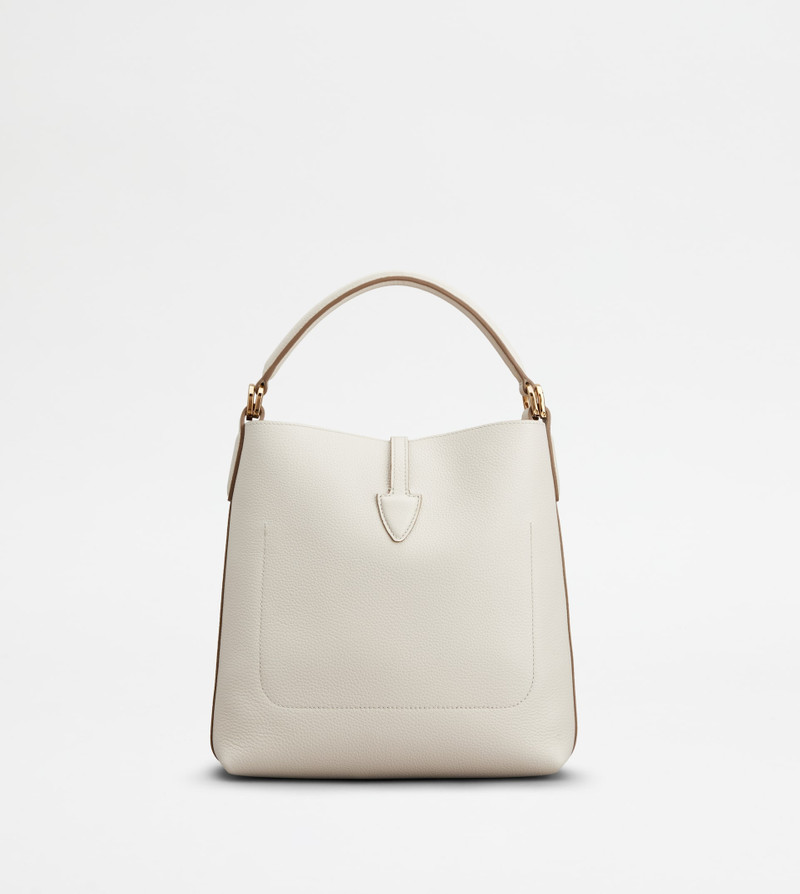 T TIMELESS BUCKET BAG IN LEATHER MINI - WHITE 4